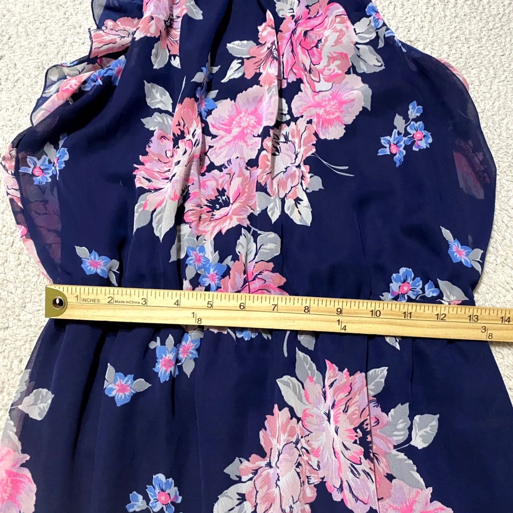 Old Navy Old Navy Womens Dress Maxi Floral Blue Chiffon Sleeveless Ruffle Keyhole Round Neck M Size M / US 6-8 / IT 42-44 - 5 Thumbnail