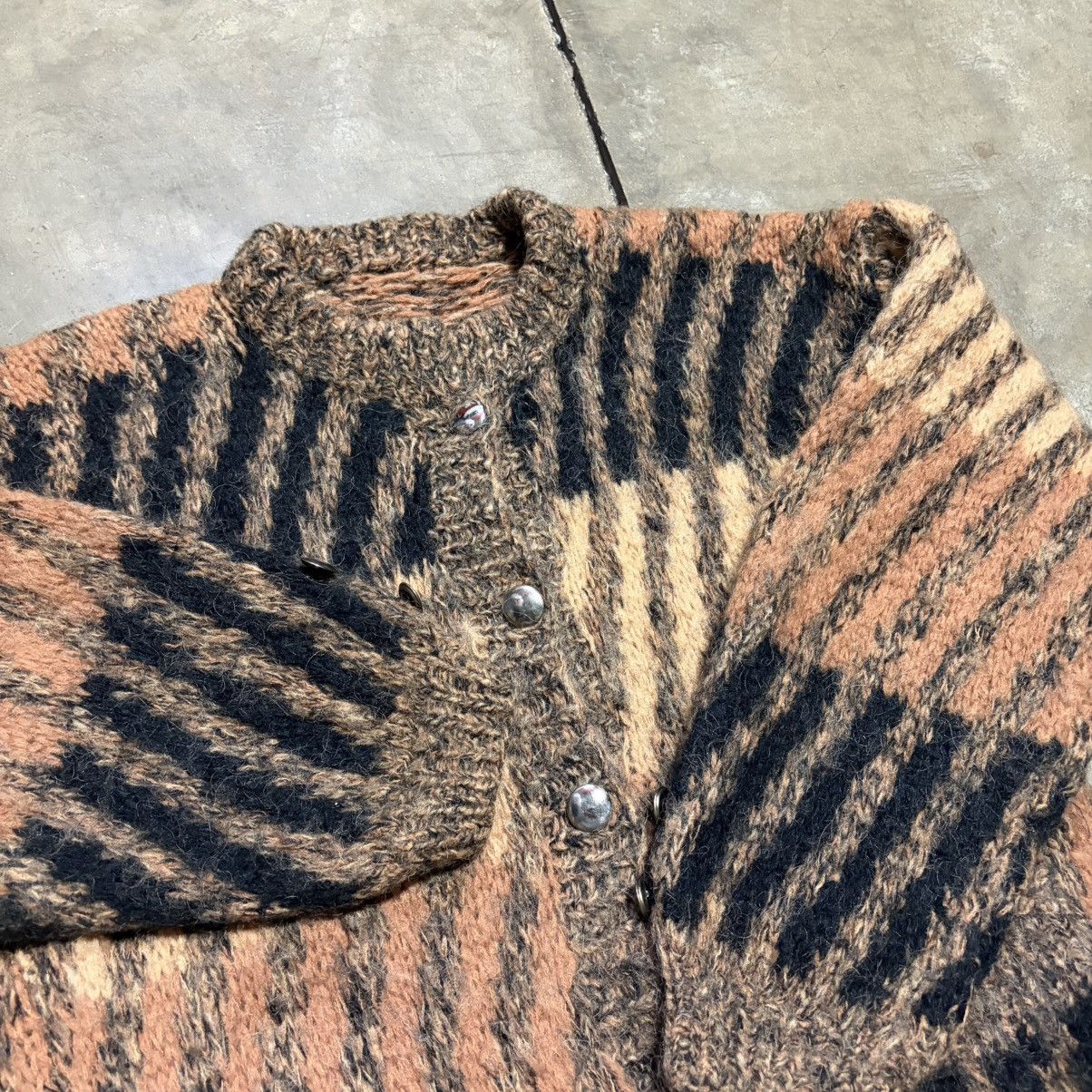 Vintage Vintage 70s Mohair Cardigan Sweater Striped Patterned Size US XS / EU 42 / 0 - 9 Thumbnail
