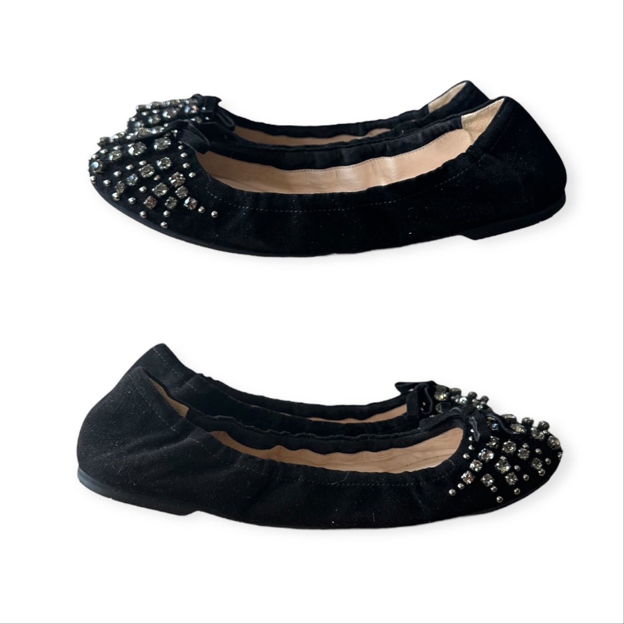 Prada Prada Black Suede Jeweled Ballet Flats, size 39 EU, Original Size US 9 / IT 39 - 4 Thumbnail