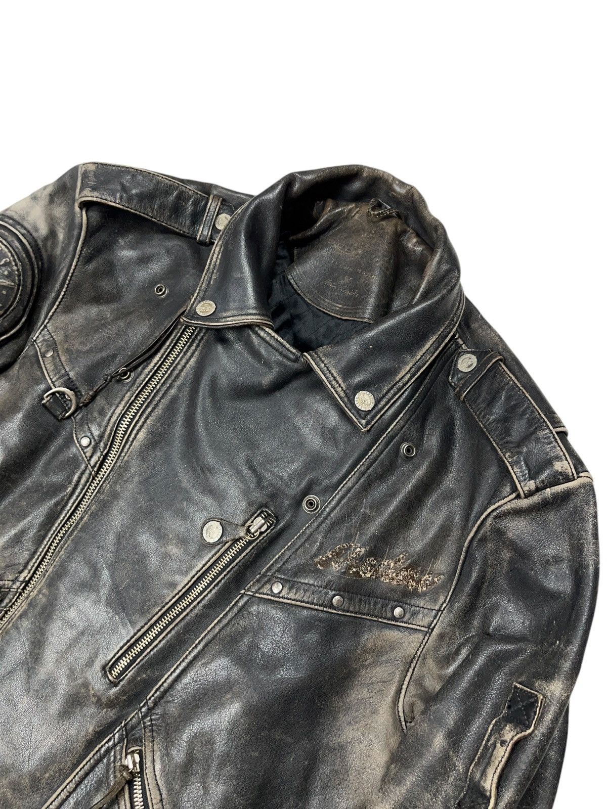 Brockum Vintage 1994 Guns n Roses Distressed Leather Biker Jacket Size US L / EU 52-54 / 3 - 11 Thumbnail