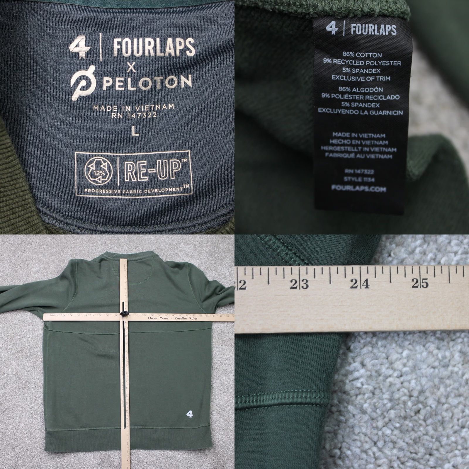 Vintage Fourlaps x Peloton Sweatshirt Mens Large Green Logo Crewneck Pullover Size US L / EU 52-54 / 3 - 8 Thumbnail