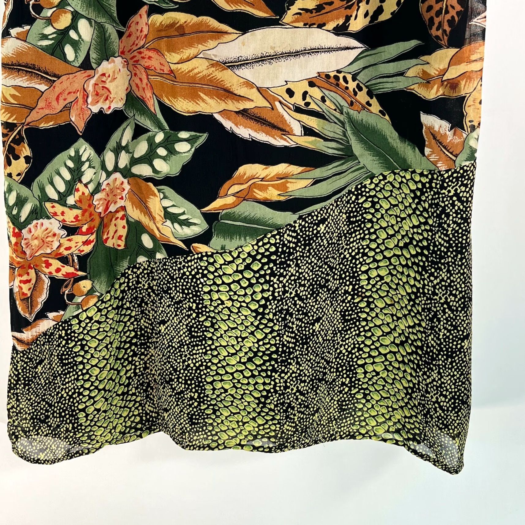 Vintage VINTAGE Requirements Skirt Women PL Black Midi Patchwork Lined Tropical Animal Print 30in Zip 100% Rayon Womens Size 36" / US 14 / IT 50 - 4 Thumbnail