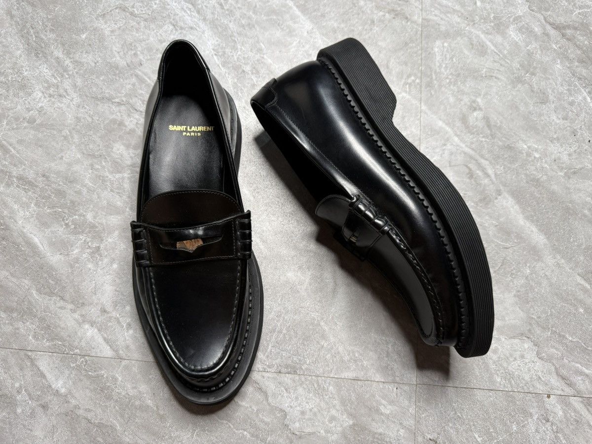 Saint Laurent Paris F/W 21 Buffed Leather Black Penny Loafers Size US 7 / EU 40 - 2 Thumbnail