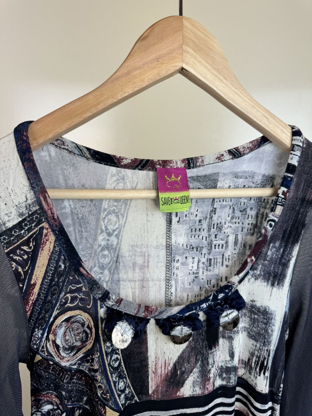 Hysteric Glamour Save the queen mesh sleeves rundholz Style long blouse tunic Size L / US 10 / IT 46 - 10 Thumbnail