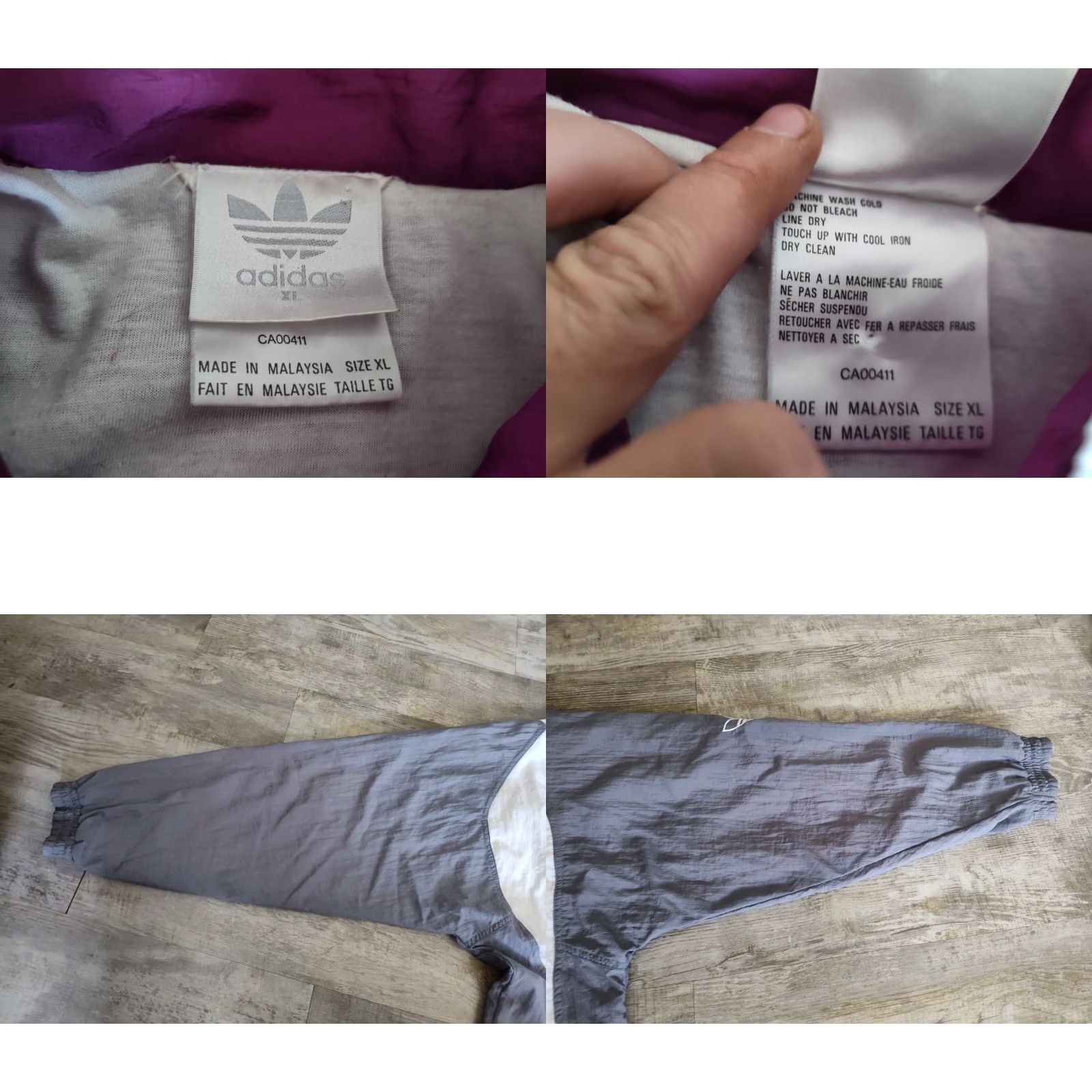 Adidas Vintage Adidas Full Zip Striped Windbreaker Jacket Men’s XL Purple Gray Spellout Size US XL / EU 56 / 4 - 8 Thumbnail