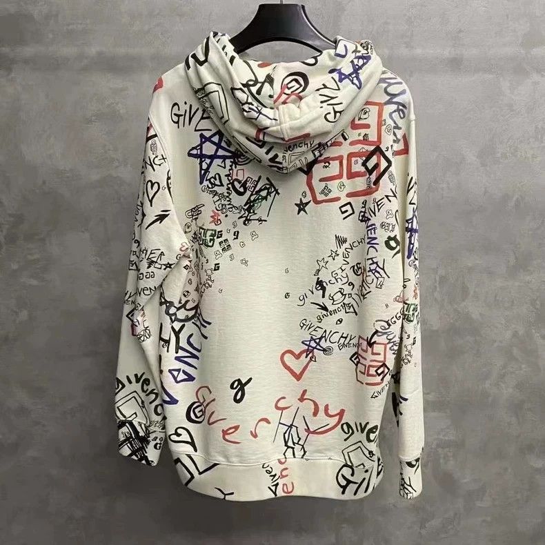 Givenchy Givenchy Beige Graffiti Pattern Logo Hoodie Size US M / EU 48-50 / 2 - 2 Thumbnail