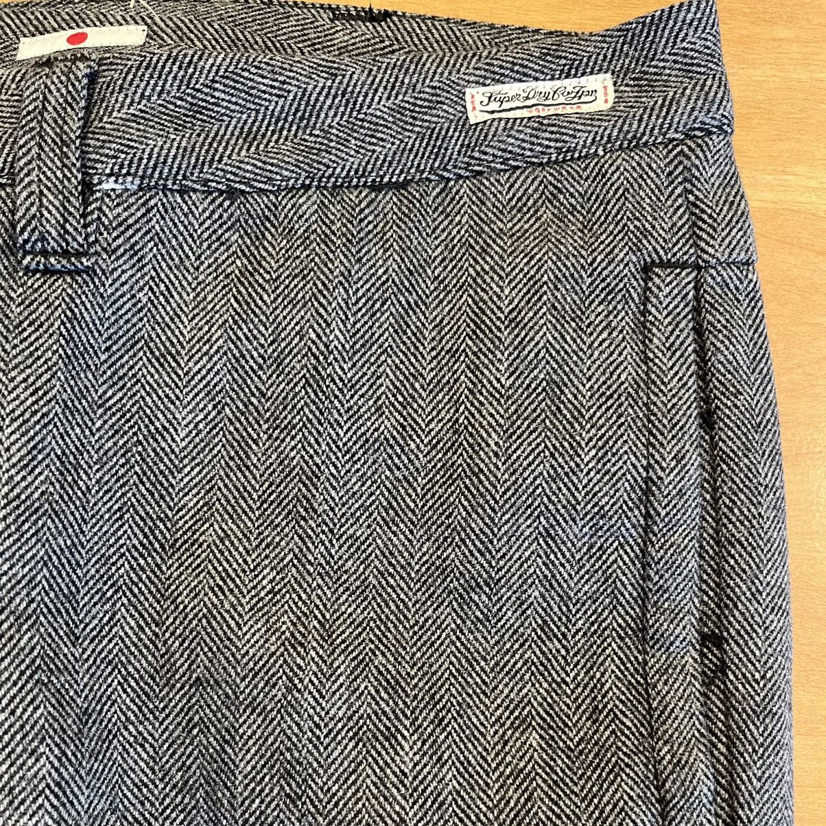 Superdry × Vintage SuperDry flat-front pants in herringbone pattern black+grey Size US 36 / EU 52 - 6 Thumbnail