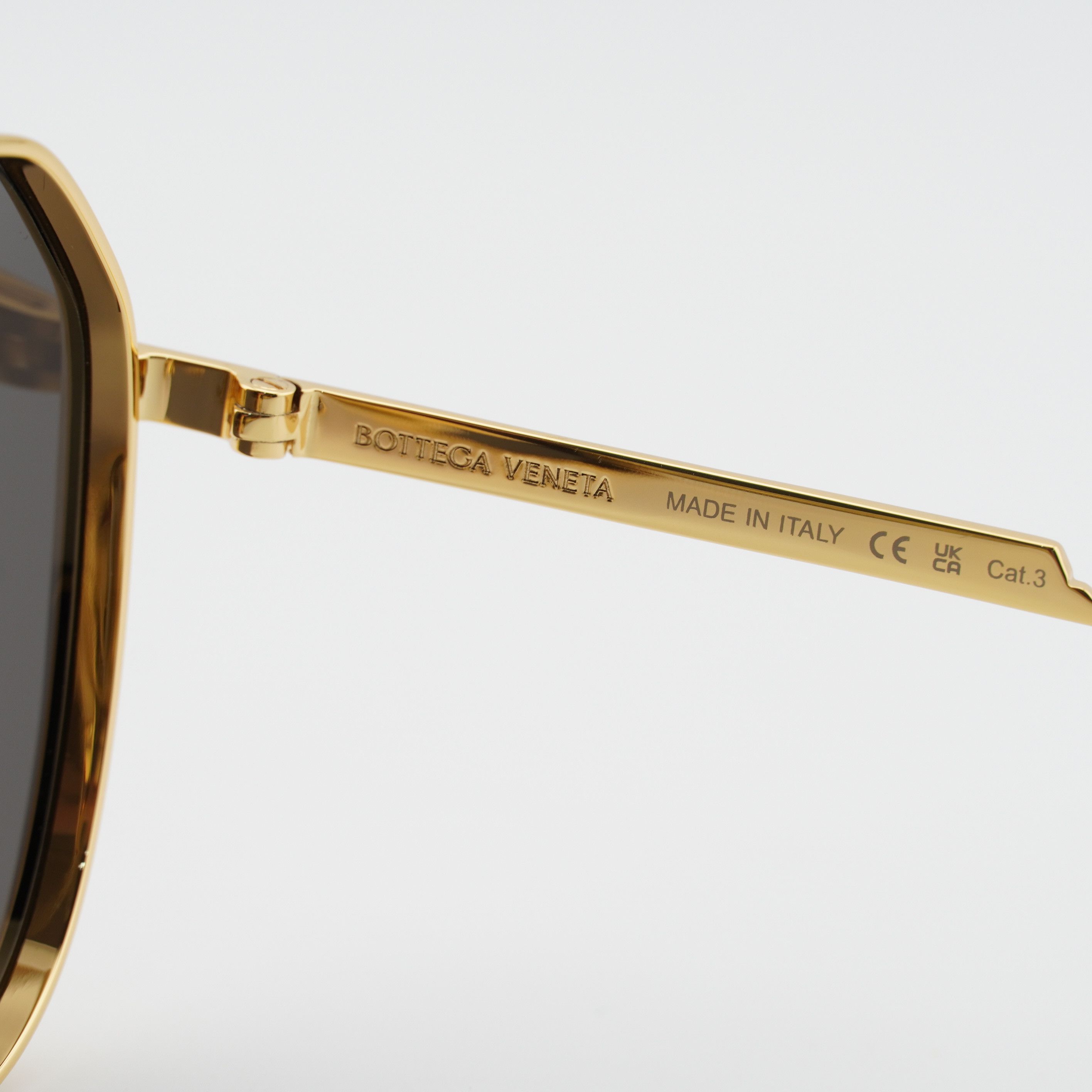 Bottega Veneta Bottega Veneta BV1465S 001 Unisex Sunglasses Gold Aviator Size ONE SIZE - 4 Thumbnail
