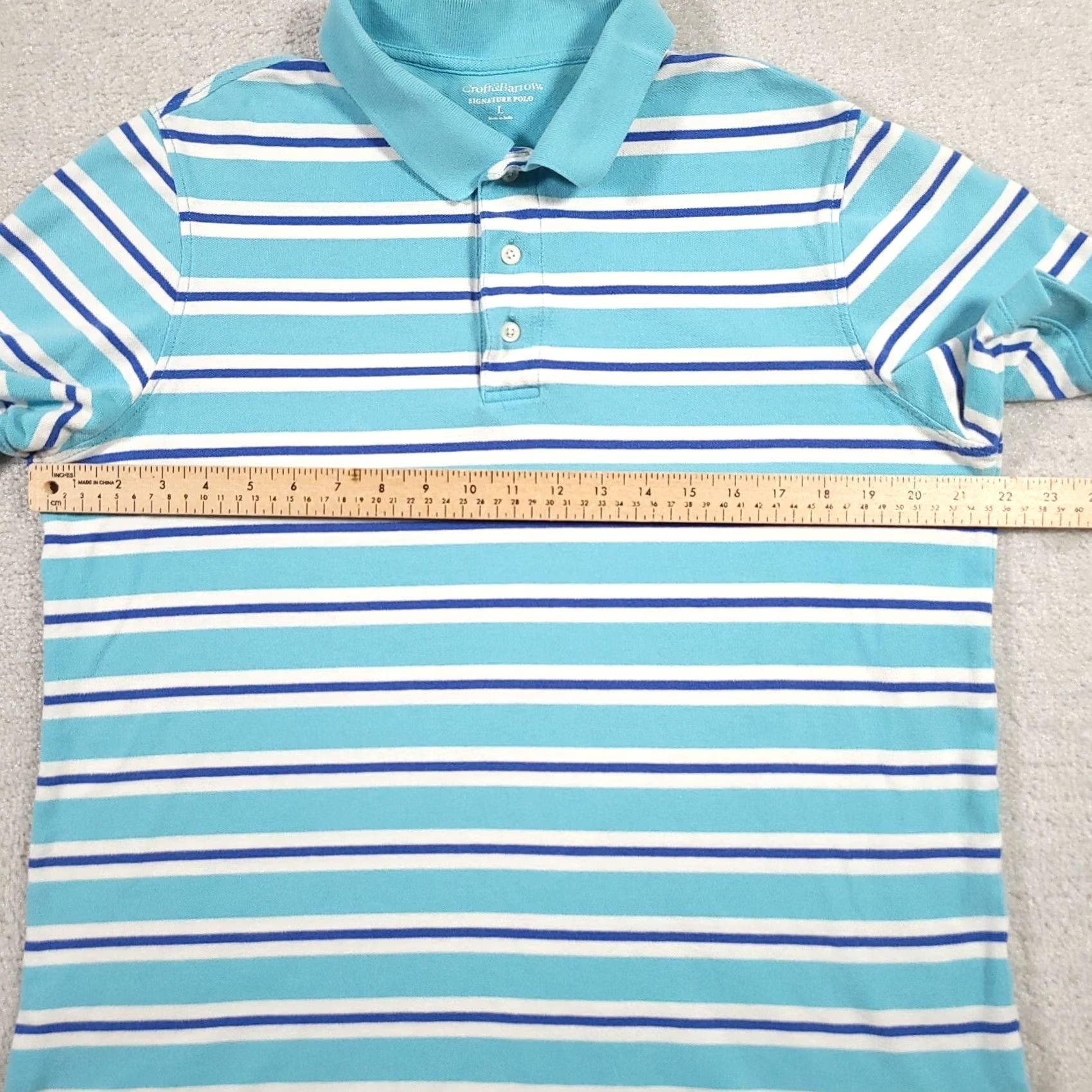 Croft & Barrow Croft & Barrow Polo Shirt Short Sleeve Blue Striped L Mens Regular Size Large Size US L / EU 52-54 / 3 - 3 Thumbnail