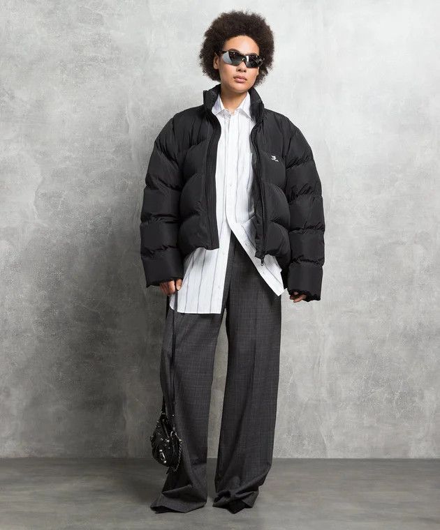 Balenciaga o1mt1gz0824 Sporty B C-Shape Puffer Jacket in Black Size XL / US 12-14 / IT 48-50 - 4 Thumbnail