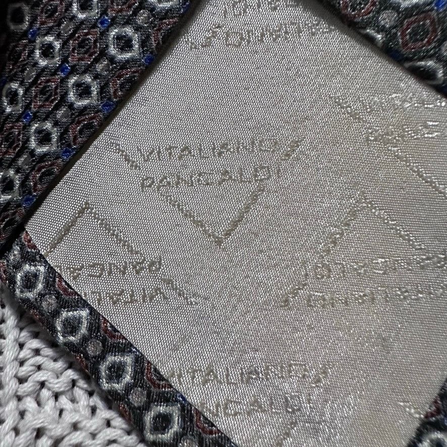 Vitaliano Vitaliano Pancaldi steel gray geometric Italian silk tie Size ONE SIZE - 4 Thumbnail
