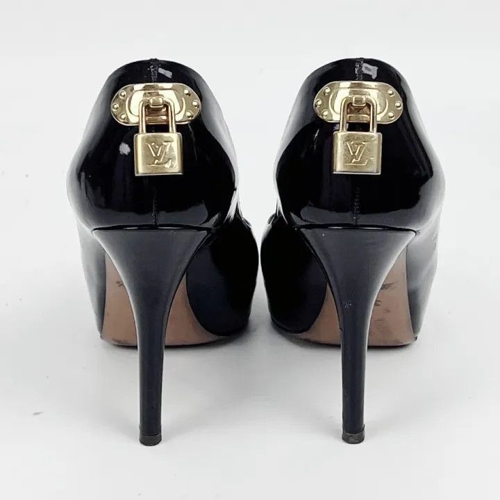 Louis Vuitton Louis Vuitton Black Patent Leather Peep-Toe Heels -2508 Size US 6 / IT 36 - 3 Thumbnail