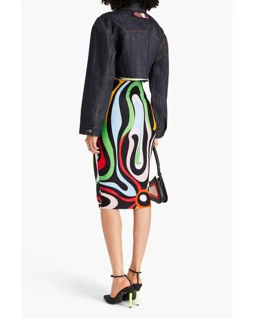 Emilio Pucci o1mle1224 Contrast Lining Cropped Denim Jacket in Black Size M / US 6-8 / IT 42-44 - 3 Thumbnail