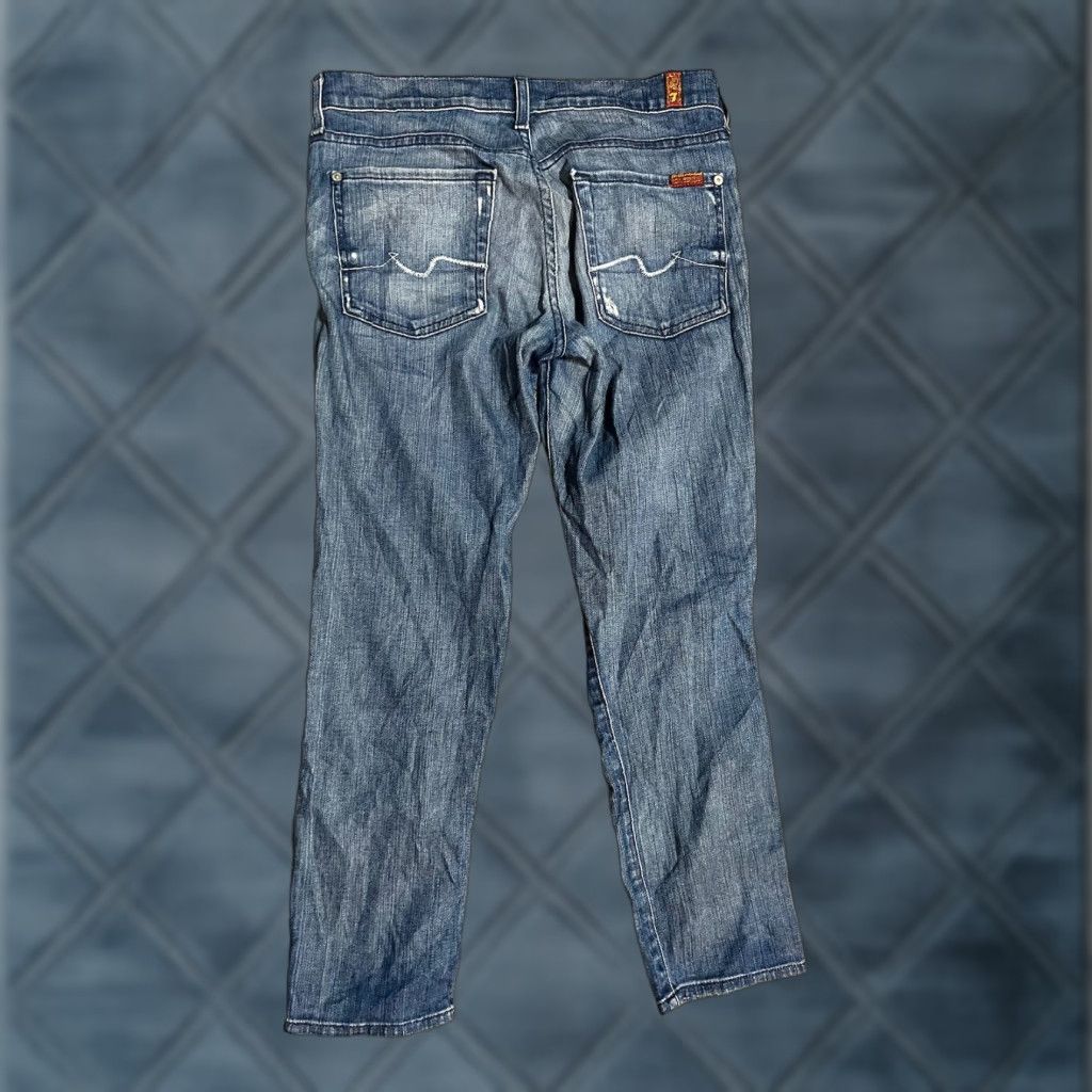 7 For All Mankind 7 for all mankind Roxanne Cropped Skinny 28x25 Blue Wash Distressed Women's Size ONE SIZE - 1 Thumbnail