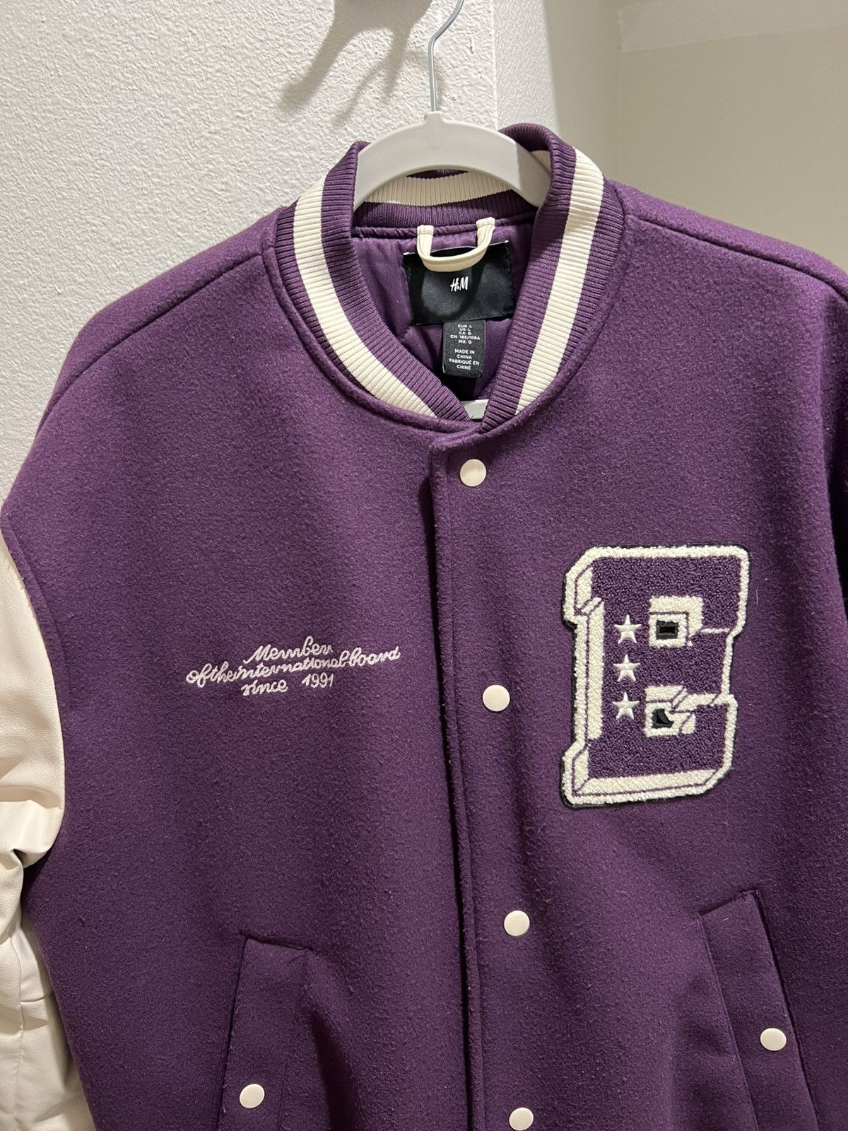 H&M H&M Purple and Cream Varsity Jacket Size US L / EU 52-54 / 3 - 2 Thumbnail