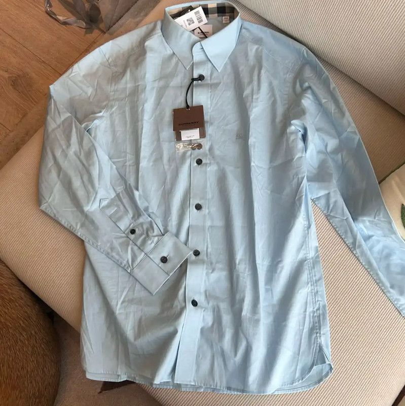 Burberry Burberry Summer Blue Cotton Long Sleeve Shirt Size US S / EU 44-46 / 1 - 1 Thumbnail
