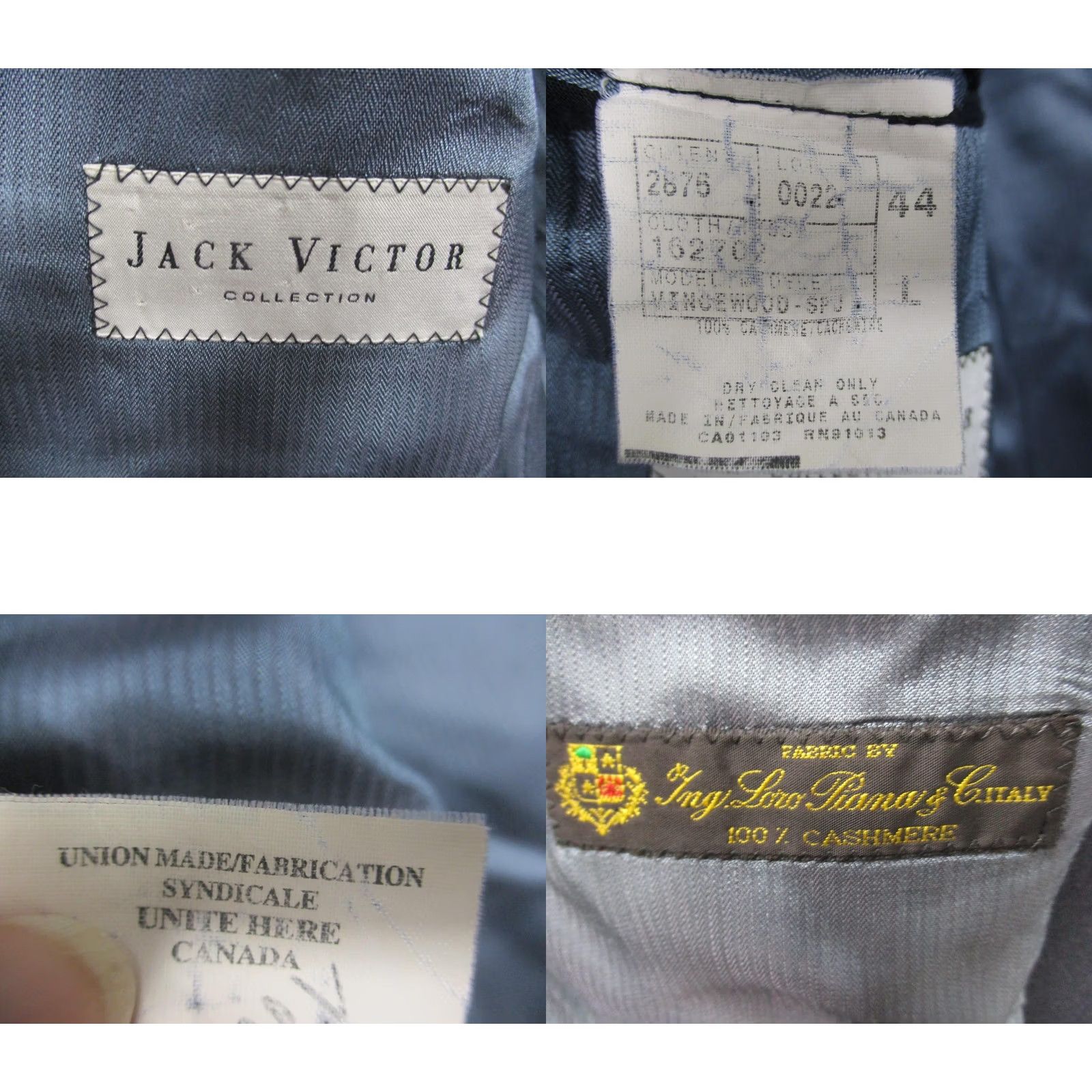 Jack Victor Loro Piana Sport Coat Jack Victor Gray 44L Cashmere Blazer Canada Men Long 2-Piece Notch Lapel Two-Button Vintage Regular Size 44R - 8 Thumbnail