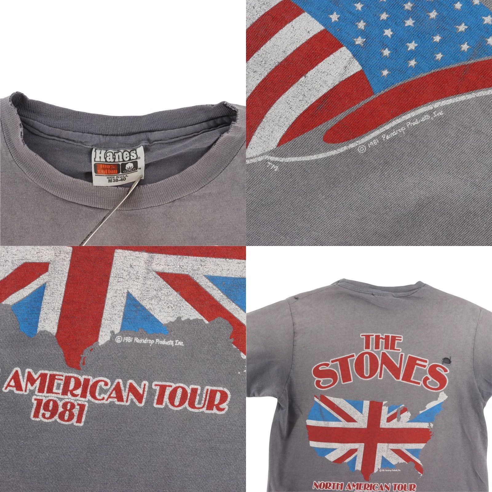 Vintage VINTAGE ROLLING STONES 1981 North American Tour Hanes Beefy T Shirt | Unisex | Gray | Large | Graphic Tee Size US L / EU 52-54 / 3 - 8 Thumbnail