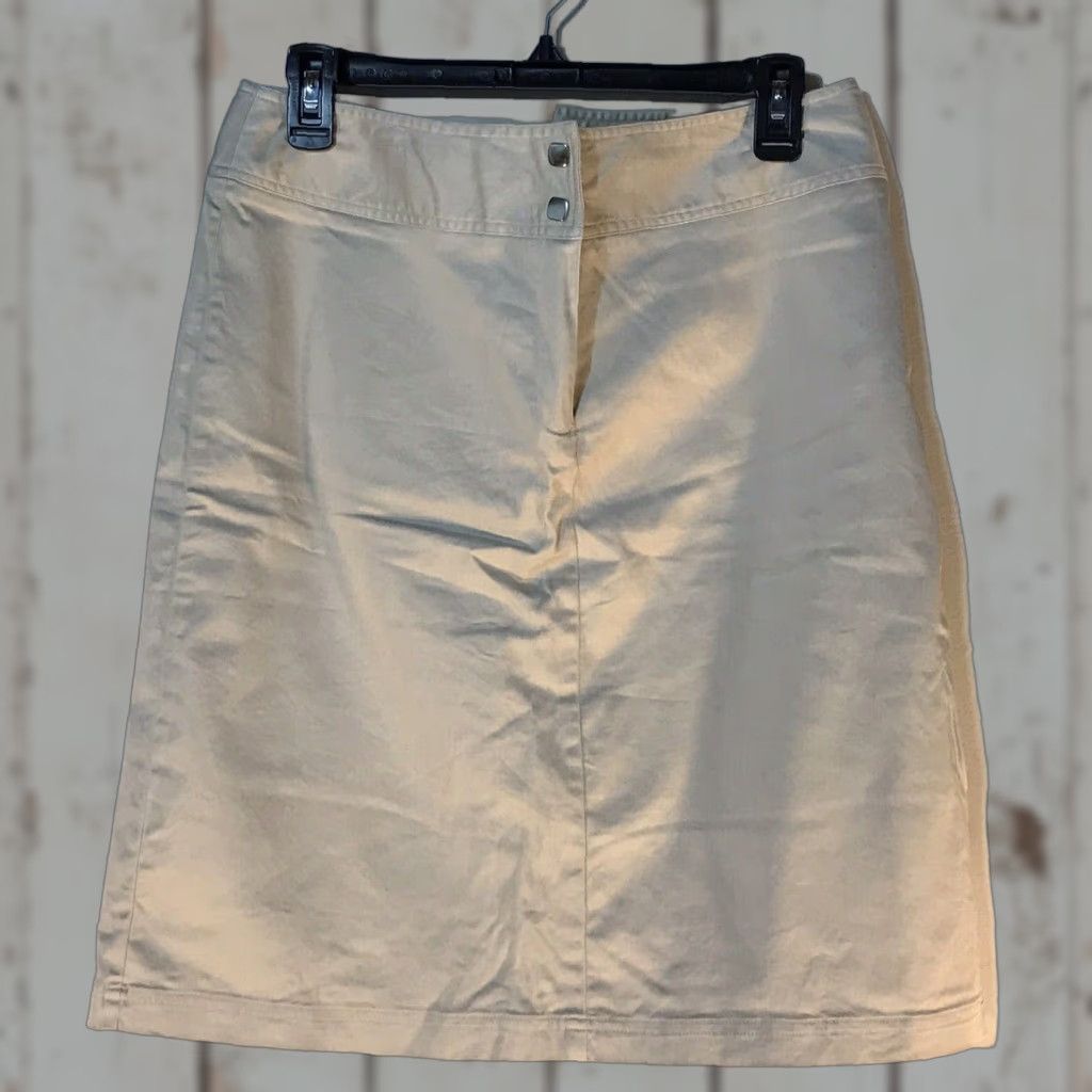 Vintage Dina K Women's Midi Pencil Skirt Khaki Size 12 Cotton Spandex Business Casual Summer Size 34" / US 12 / IT 48 - 1 Thumbnail