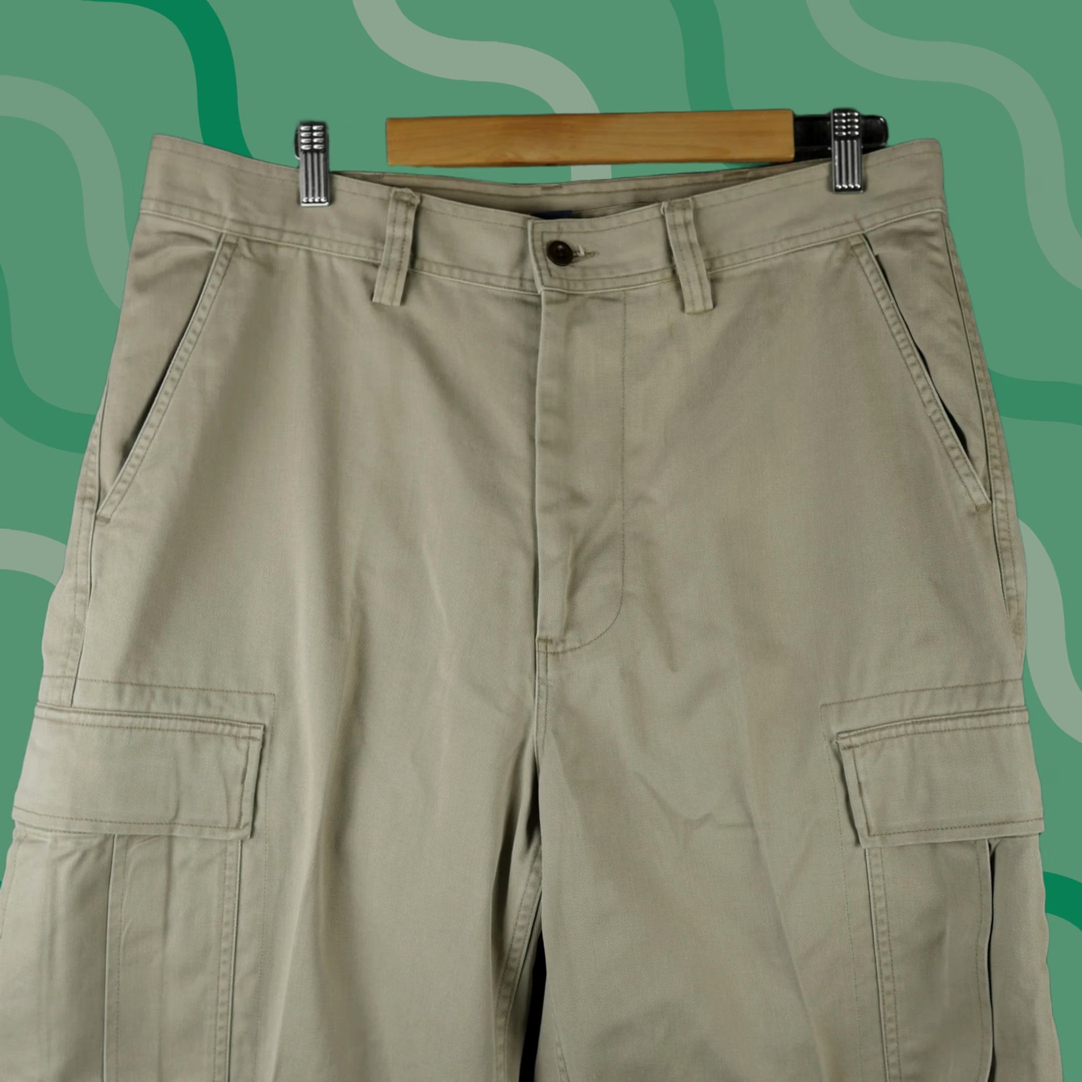 Polo Ralph Lauren VINTAGE Polo Ralph Lauren Pants Mens 34x31 Beige Cargo Canvas Utility Workwear Loose Size US 34 / EU 50 - 1 Thumbnail