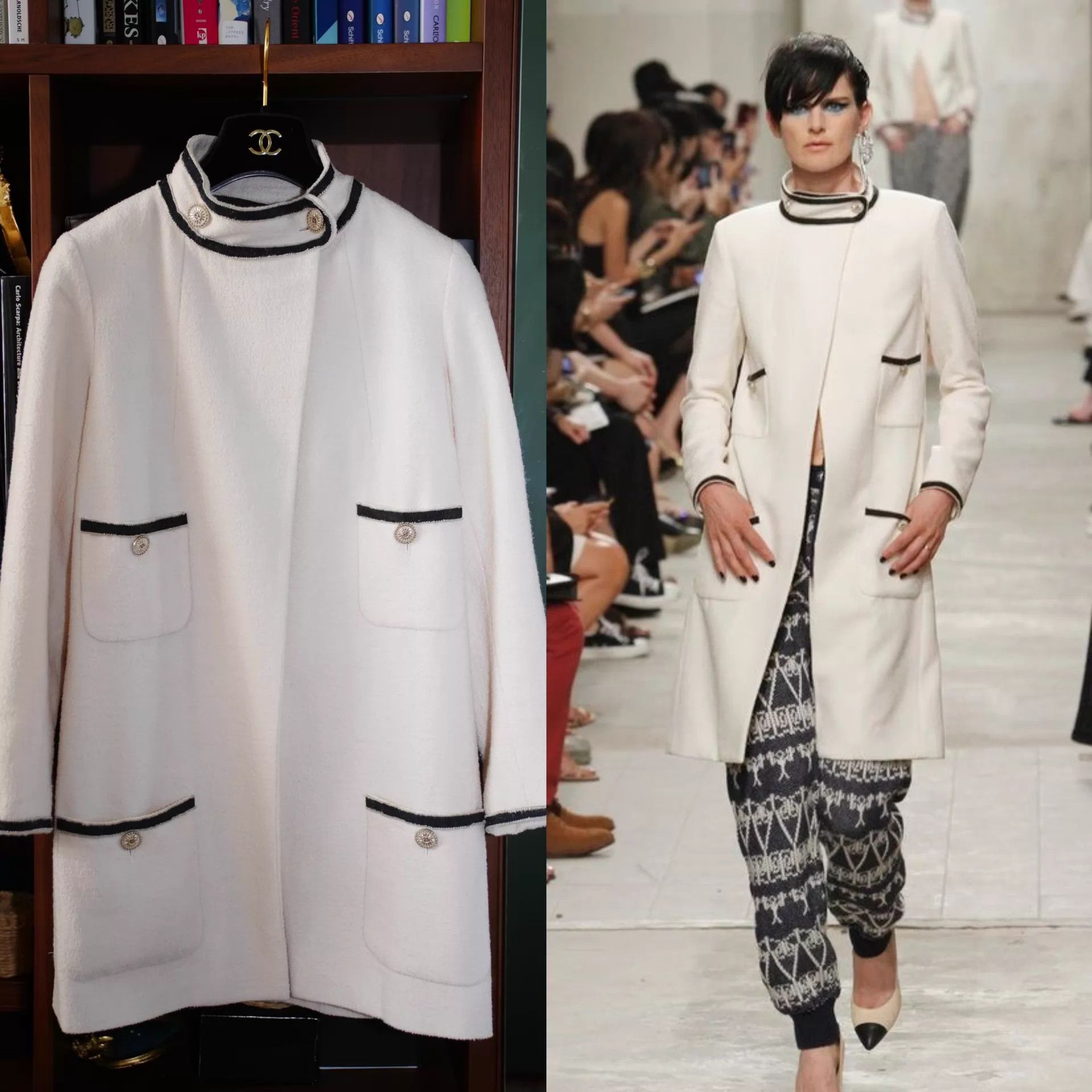 Chanel CHANEL 2014 SG Tweed Trench Coat Black White FR34 XS-S Size XS / US 0-2 / IT 36-38 - 2 Thumbnail