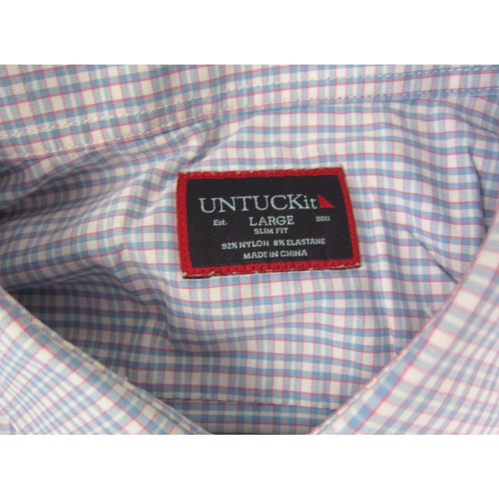 UNTUCKit UNTUCKit Shirt Large Blue Check Gingham Button Up Mens Formal Casual Button-Up Style Classic 70s? Size 42R - 3 Thumbnail