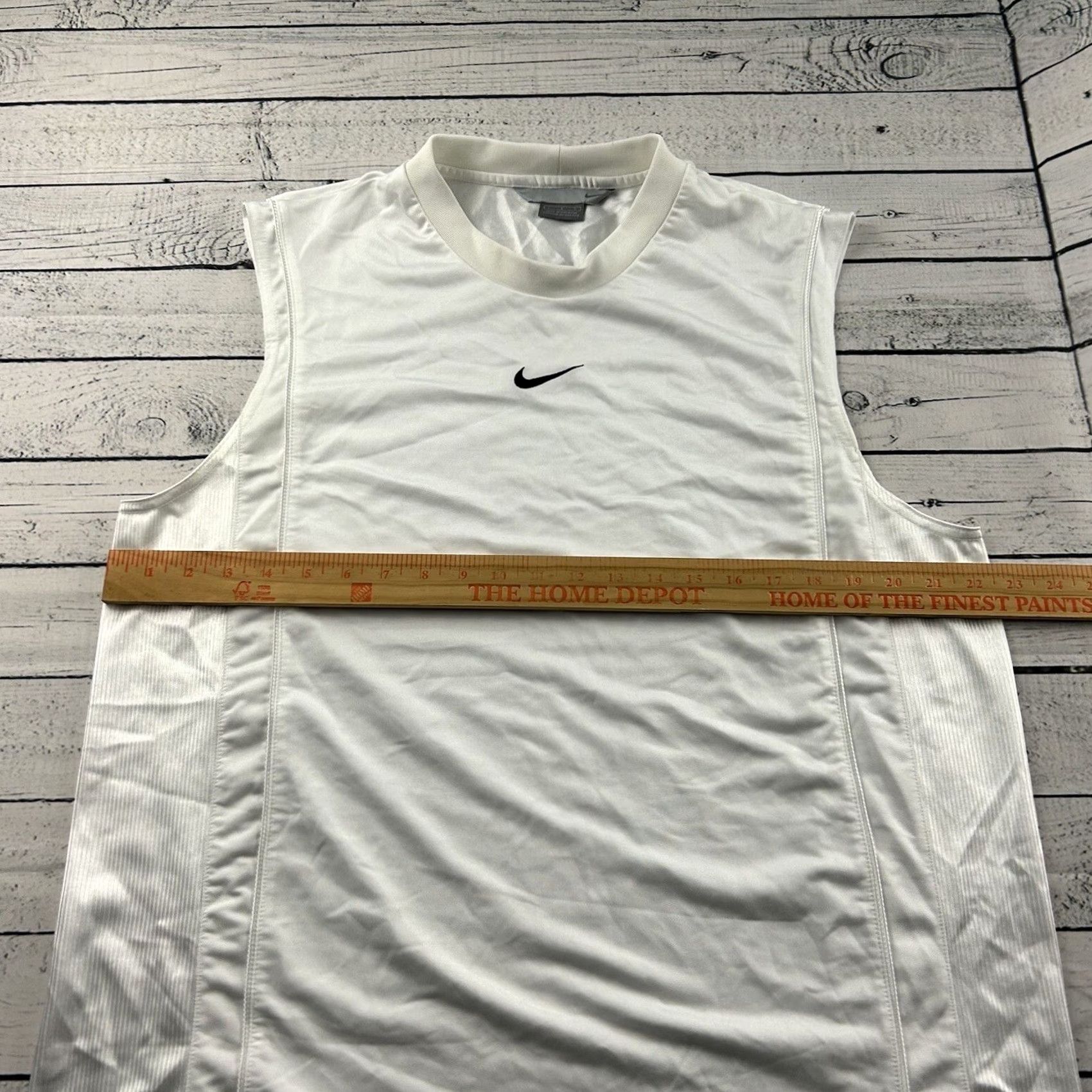 Nike VINTAGE Nike Sleeveless Center Check Jersey Shirt Mens L White Size US L / EU 52-54 / 3 - 5 Thumbnail