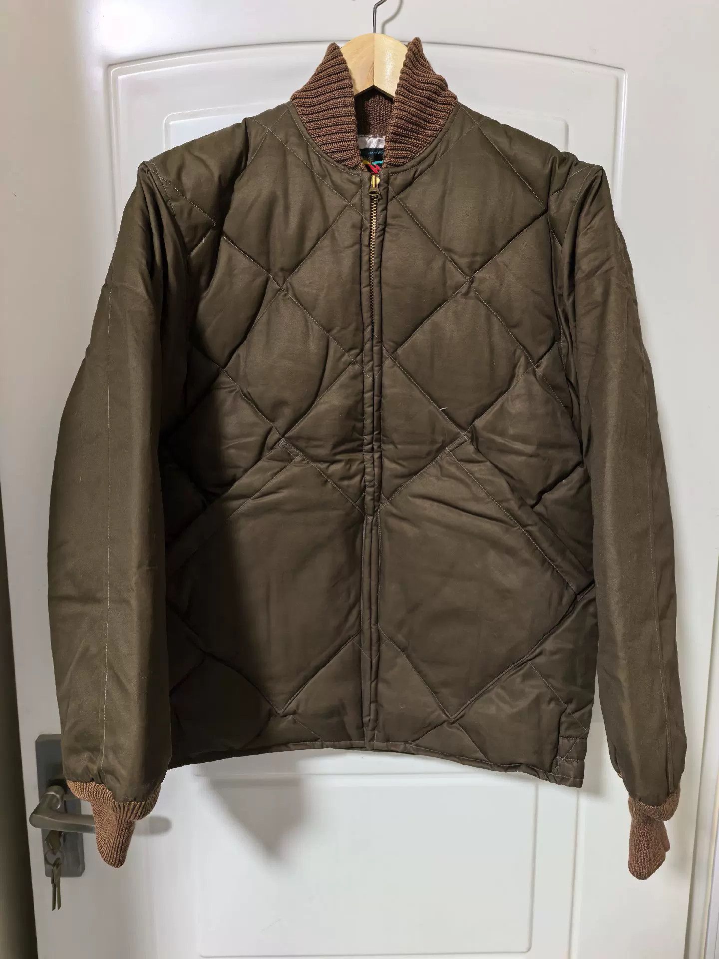 Warehouse & Co. Retro Chocolate Quilted Down Jacket Size US M / EU 48-50 / 2 - 1 Thumbnail