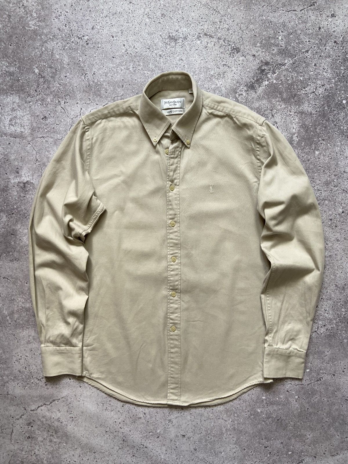 Vintage Cotton YSL Shirt Beige Size US S / EU 44-46 / 1 - 1 Thumbnail