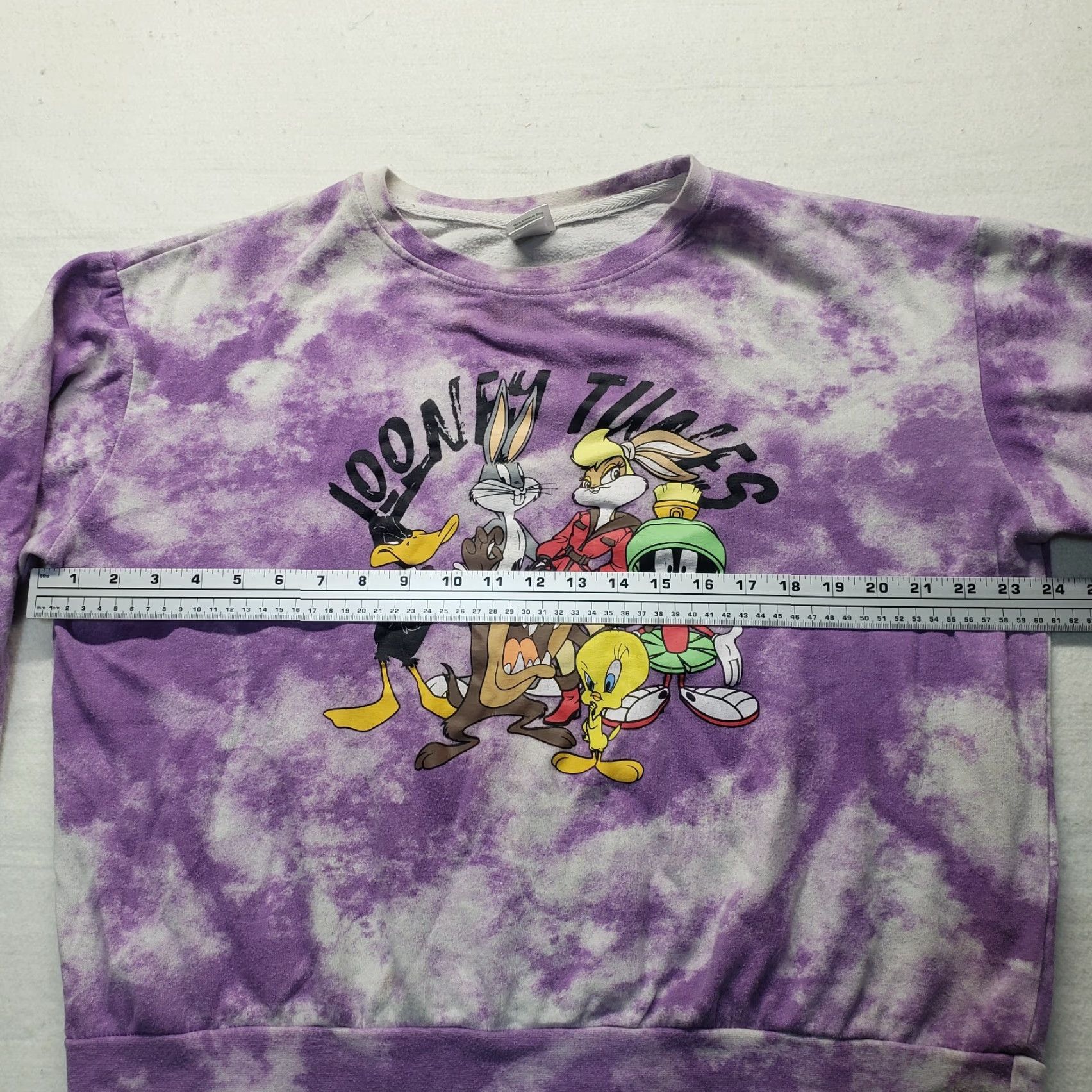 Vintage Looney Tunes Pullover Sweatshirt Women XL Purple Tie Dye Bugs Tweety Taz Shirt Size XL / US 12-14 / IT 48-50 - 5 Thumbnail
