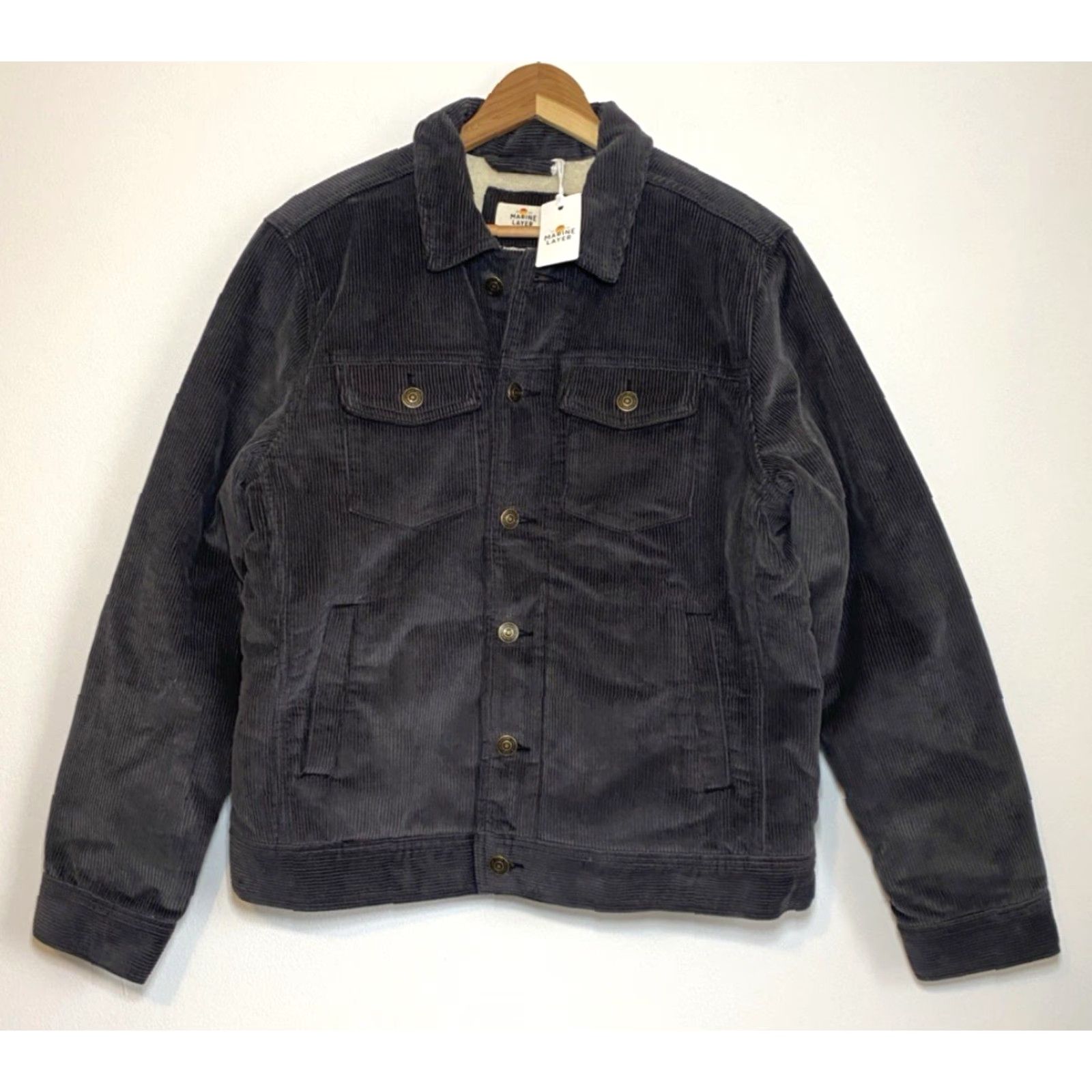 Marine Layer NWT Marine Layer Boise Corduroy Trucker Jacket Mens M Faded Black Corduroy Trucker Jacket Size US M / EU 48-50 / 2 - 6 Thumbnail