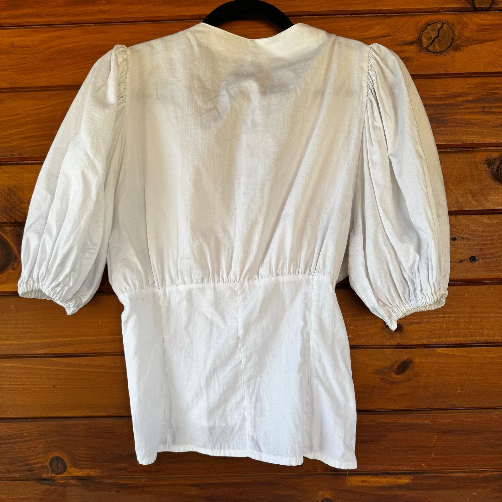 Vintage Vintage CottageCore Cotton Puff Sleeve White Blouse Size S / US 4 / IT 40 - 2 Thumbnail