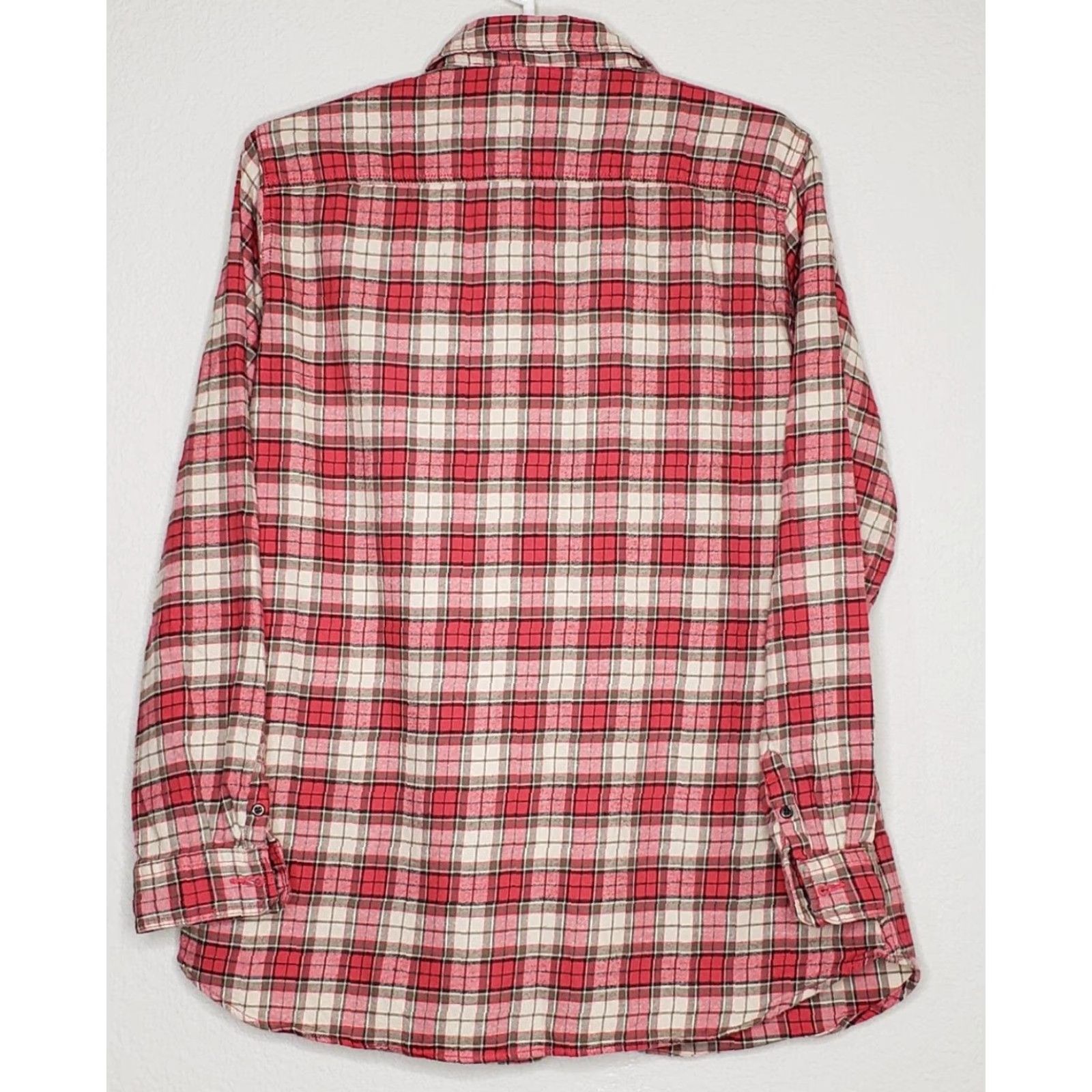 Vintage Maks Womens Top 2X L/S Red Plaid Cotton Collared Button Down Lightweight Flannel Shirt Size XXL / US 16-18 / IT 52-54 - 2 Thumbnail