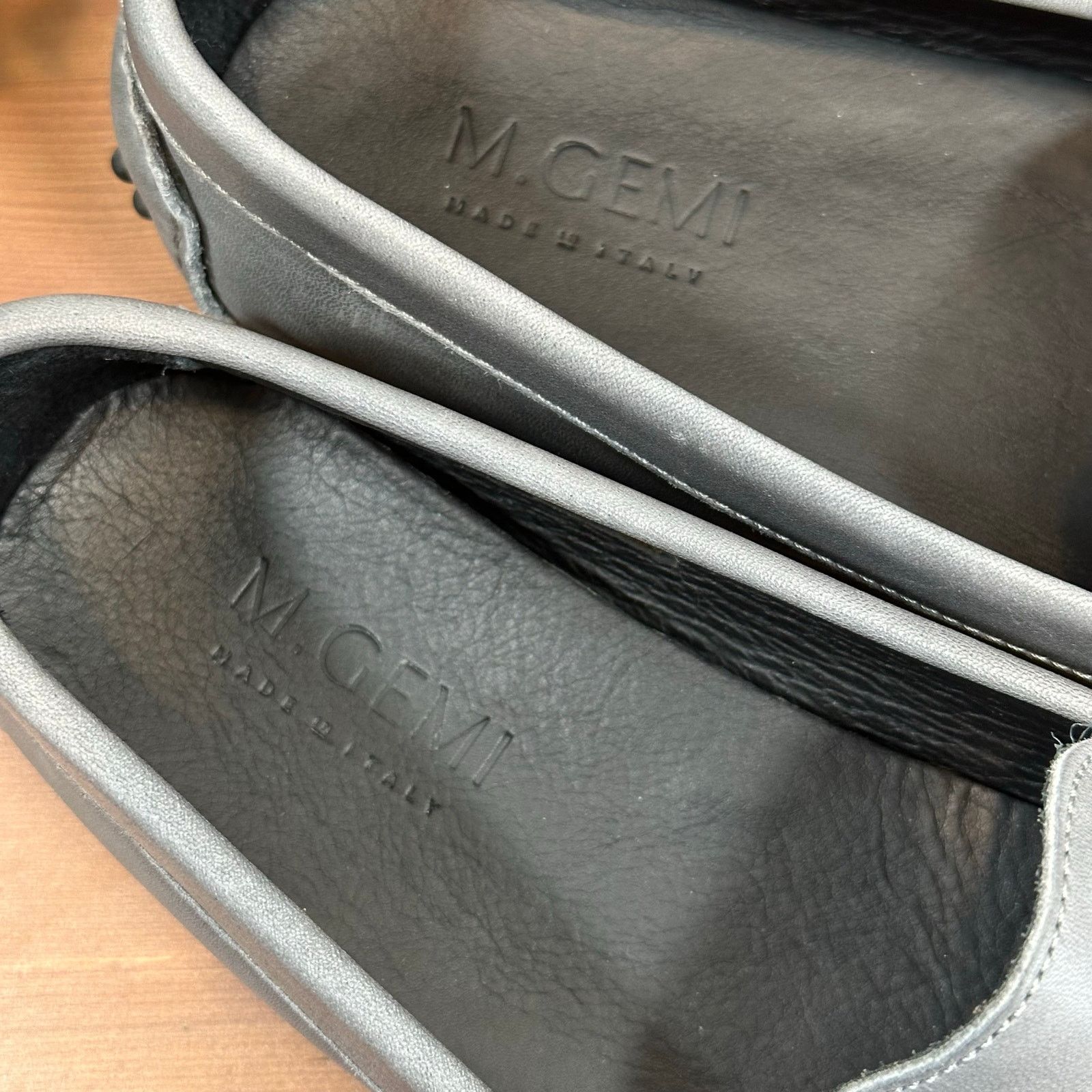 M. GEMI The Pastoso Grey Leather Penny Loafers