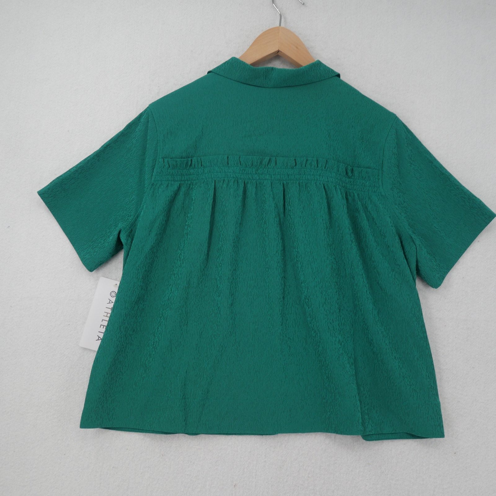 Athleta NEW Athleta Green Echo Crop Button Up Short Sleeve Shirt Size XXS / US 00 / IT 34 - 6 Thumbnail