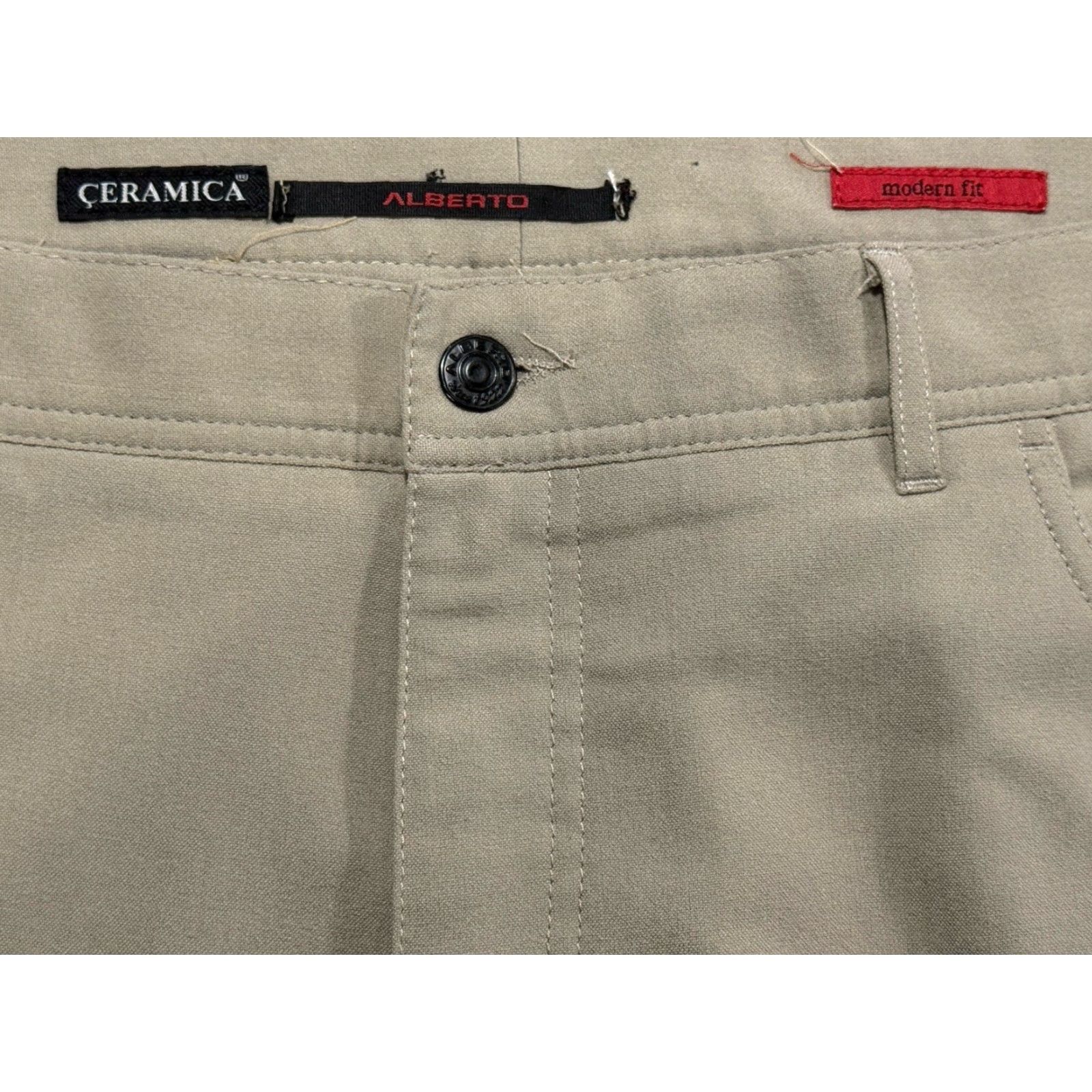Vintage Alberto Dress Pants Mens 38 X 32 Khaki Ceramica Modern Fit Flat Front Straight Size US 38 / EU 54 - 4 Thumbnail
