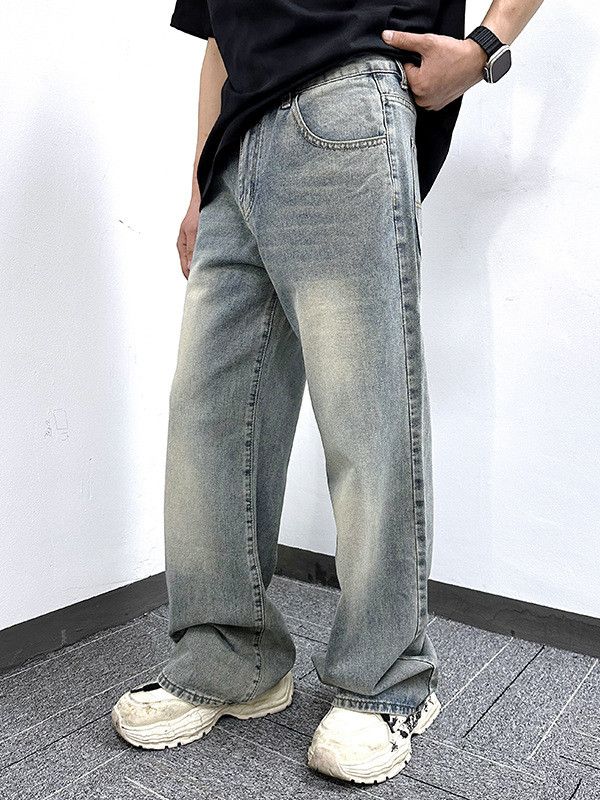 Vintage Street men's retro washed distressed straight casual jeans Size US 32 / EU 48 - 3 Thumbnail