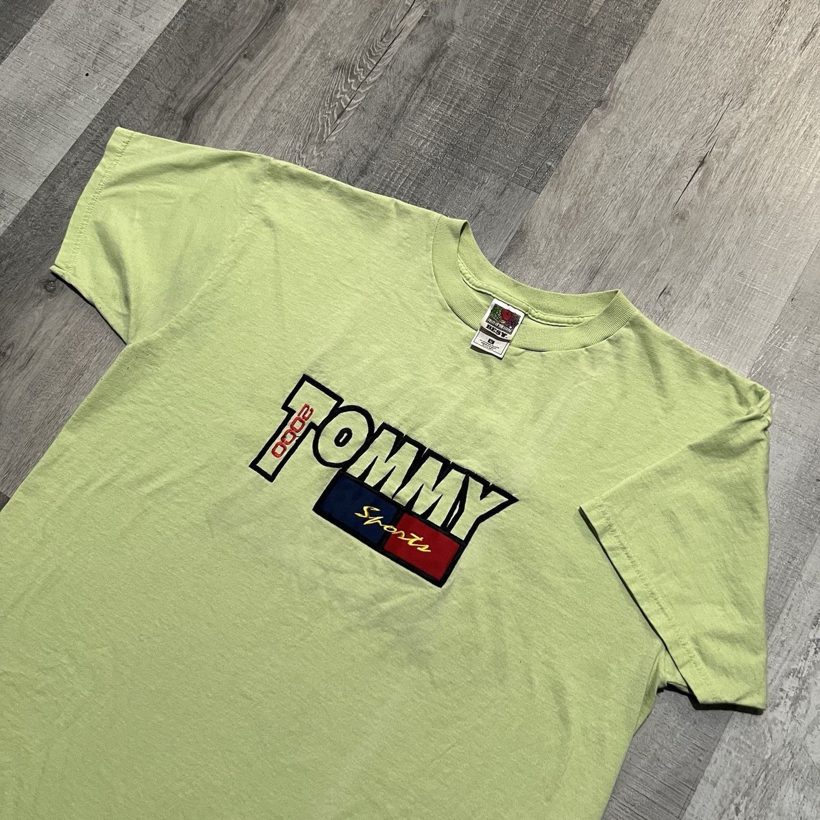 Fruit Of The Loom VTG Tommy Sports Faded Green Y2K 2000 Flag T Shirt Mens XL Size US XL / EU 56 / 4 - 3 Thumbnail