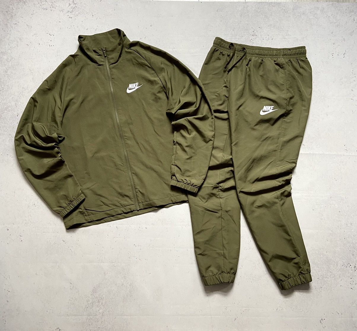 image of Nike Track Vintage Drill Suit Baggy Gorpcore Pants Jacket in Khaki, Men's (Size 32)