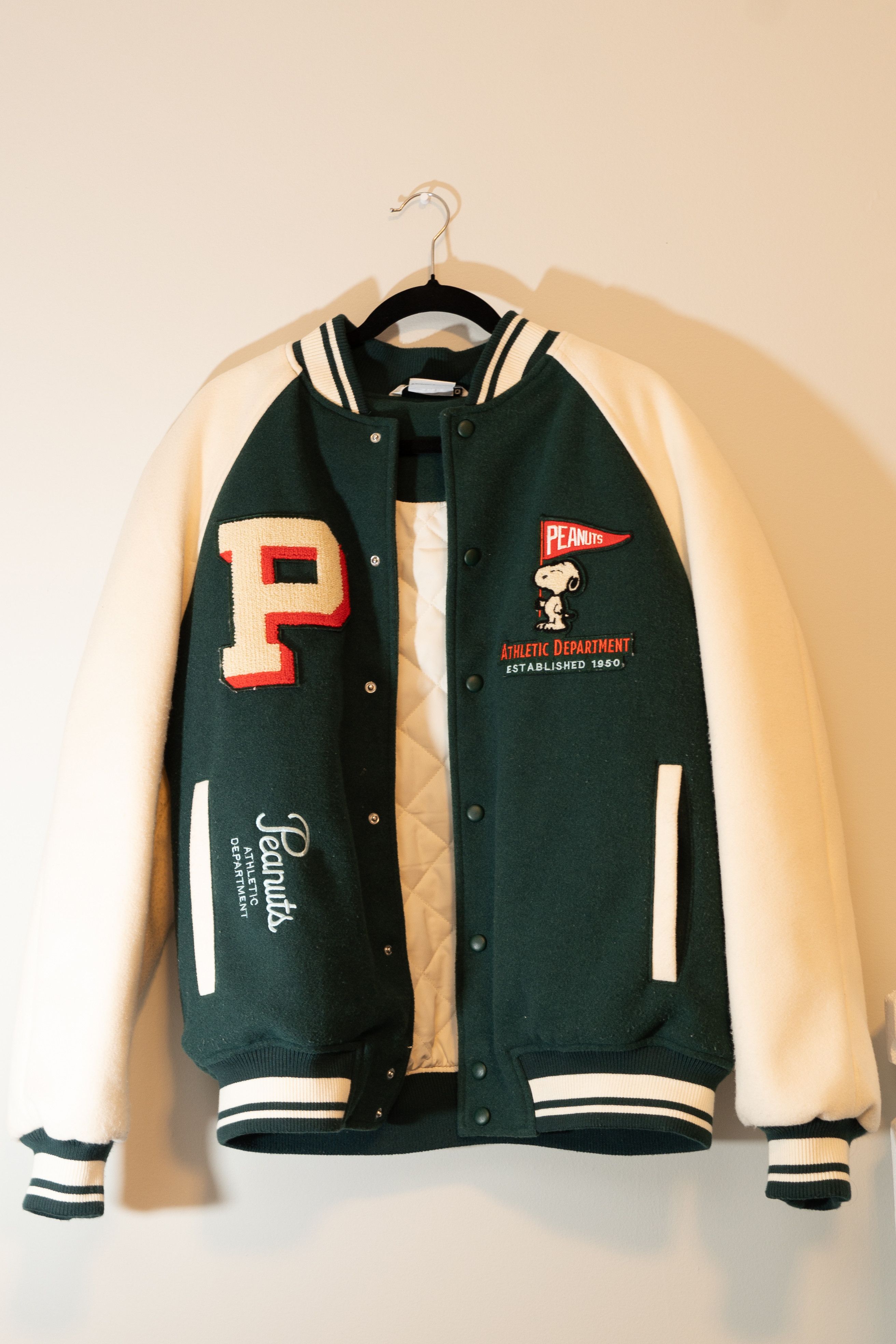 Zara Zara Snoopy Peanuts Bomber Letterman Varsity Jacket | Grailed
