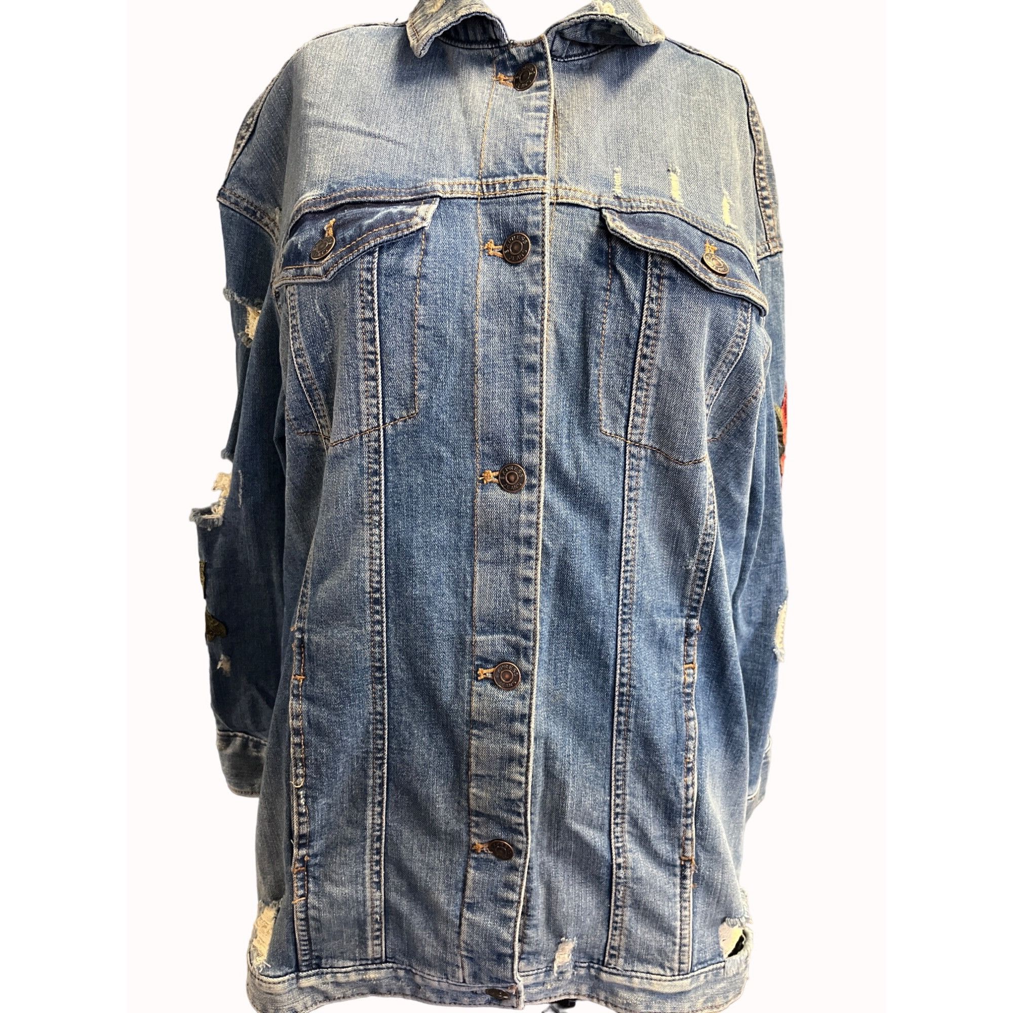 Express Express Jeans Women's Blue Floral Jean Jacket Size XS SKU 63 Size XS / US 0-2 / IT 36-38 - 1 Thumbnail