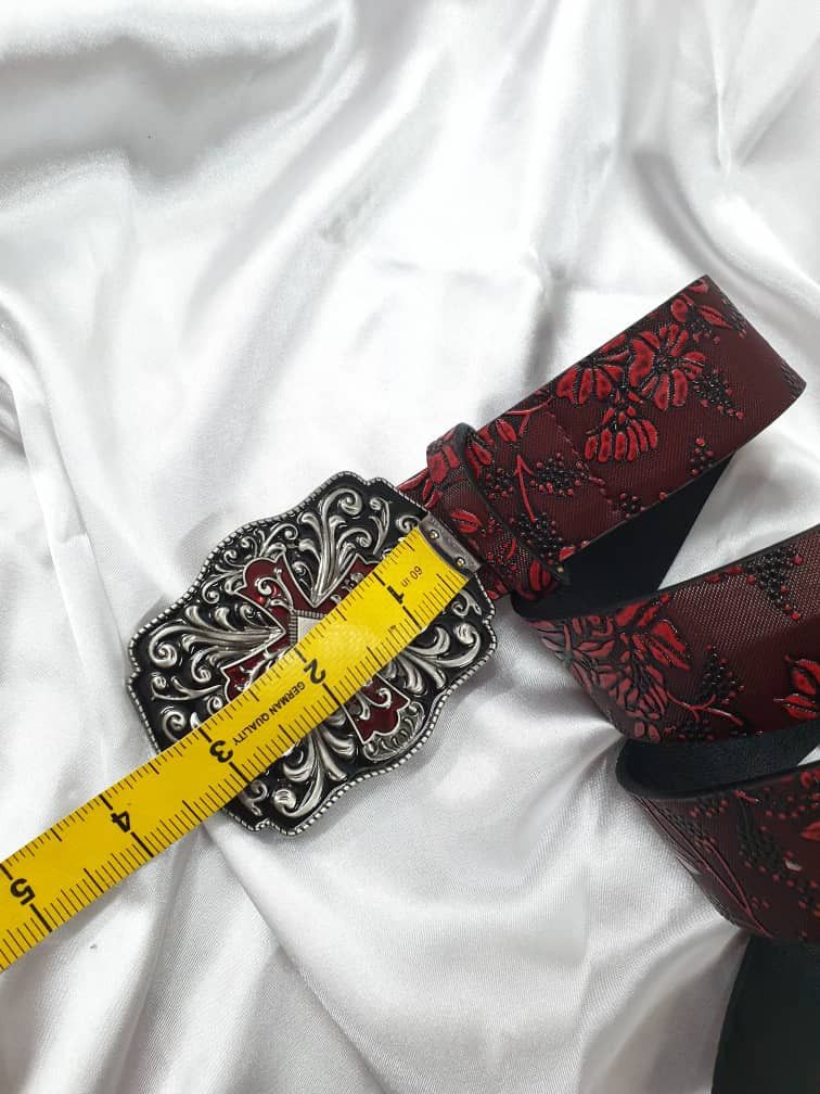Japanese Brand 💥Cross burgendy flower art streetwear belt Size ONE SIZE - 9 Thumbnail