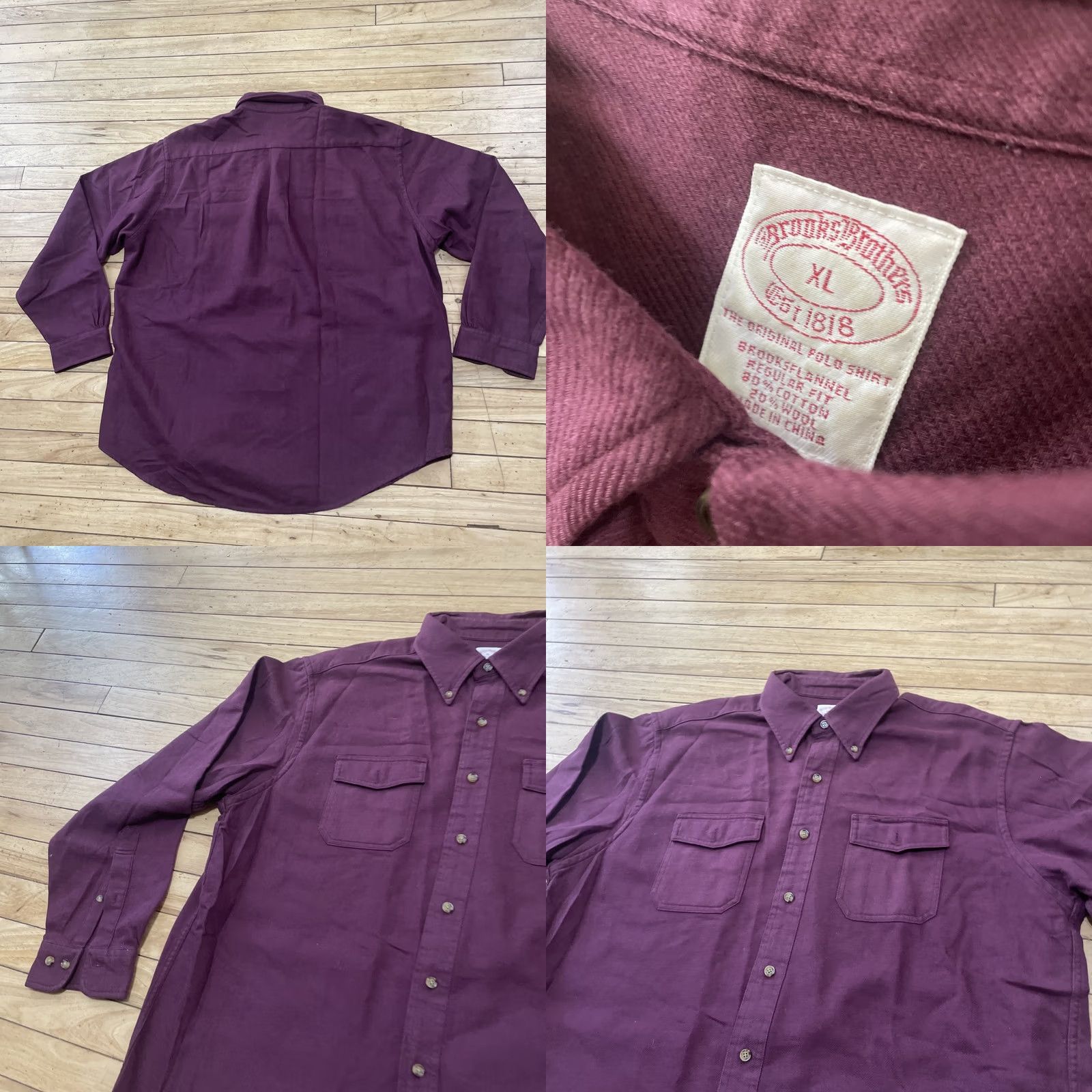 Brooks Brothers VINTAGE Brooks Brothers 1818 Wool Button Shirt Men XL Long Sleeve Militaria Red Maroon Wool Button-Up Shirt Mens XL Long Sleeve Red Militaria Size US XL / EU 56 / 4 - 9 Thumbnail