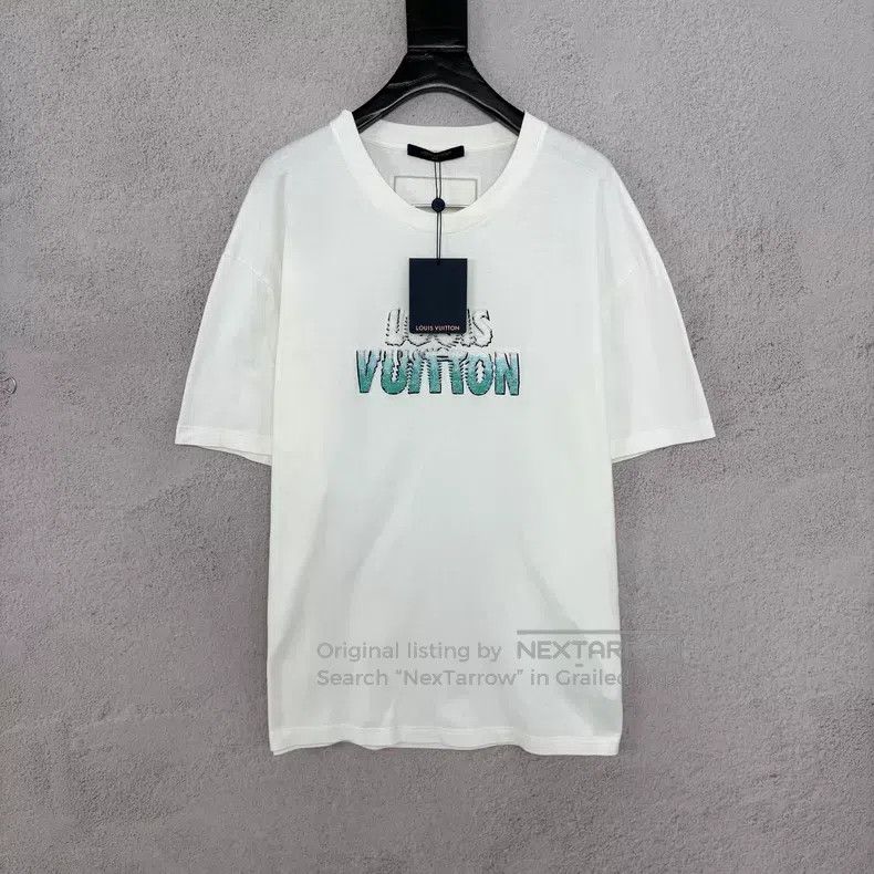 Louis Vuitton Louis Vuitton White Letter Beaded T-Shirt XL | Grailed