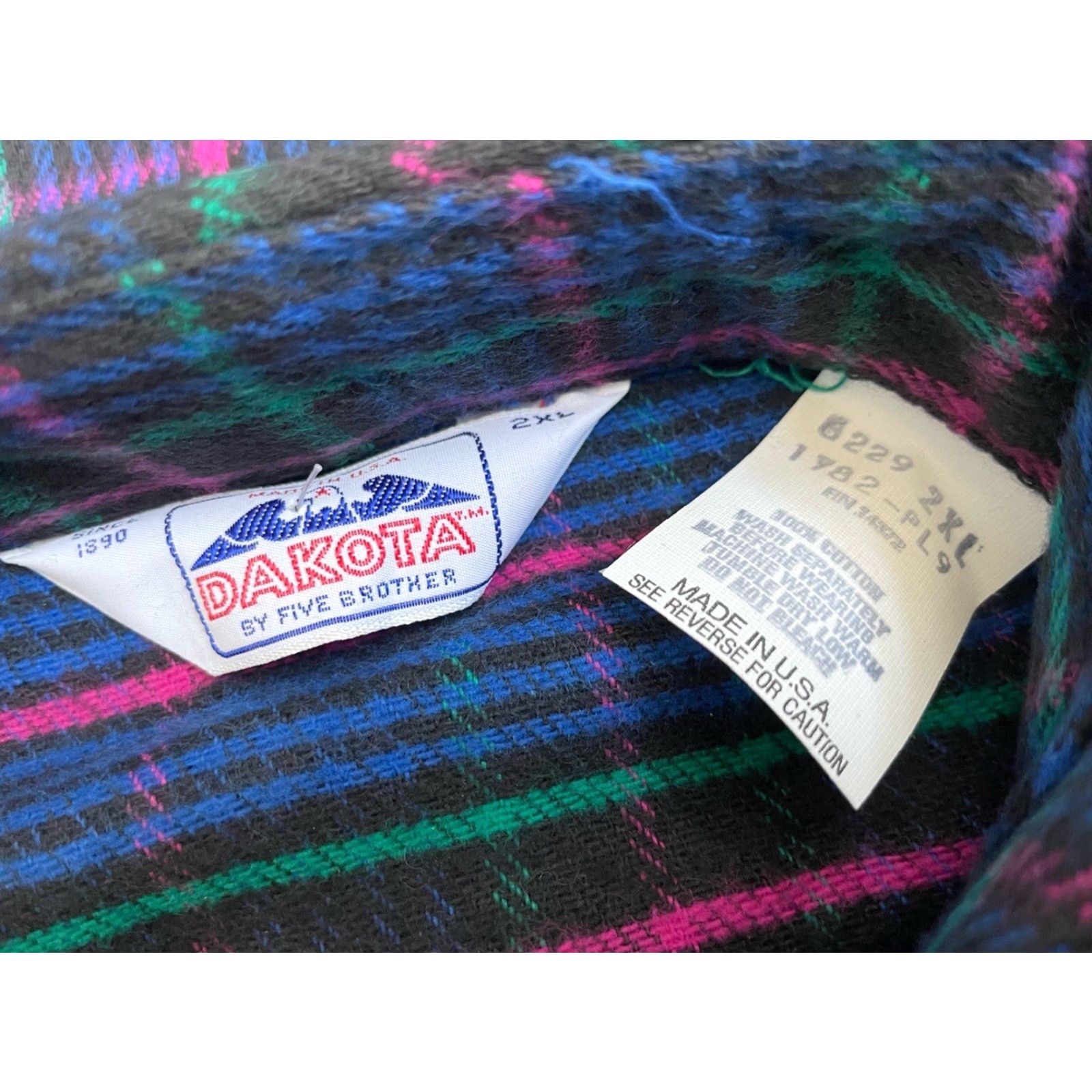 Vintage VINTAGE Five Brother Dakota heavyweight flannel shirt Mens 2XL Blue Plaid Heavyweight Cotton Pearlized snaps 80s NOS NWT Size US XXL / EU 58 / 5 - 7 Thumbnail
