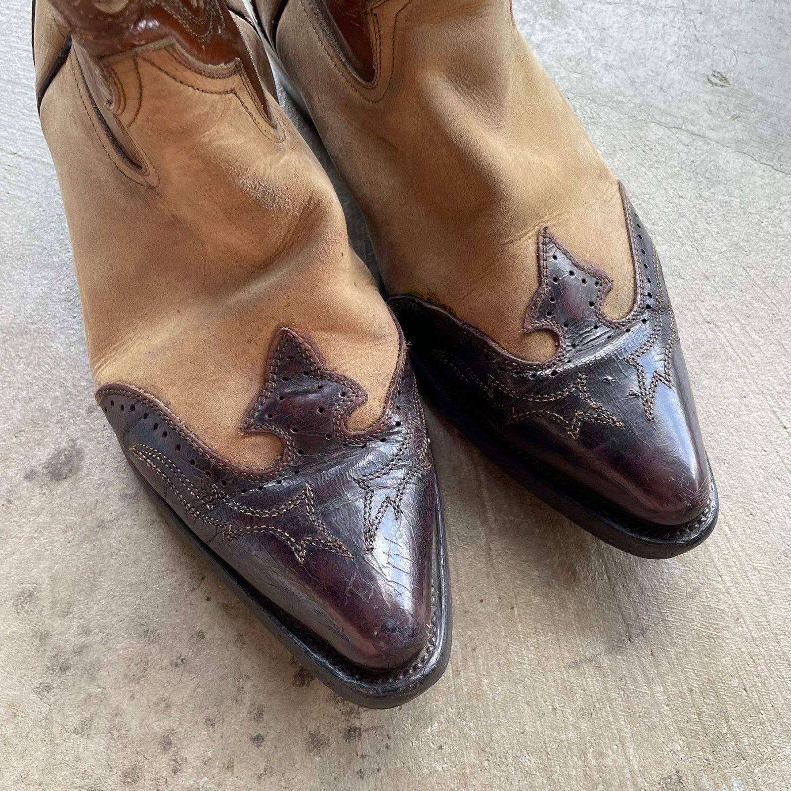Vintage VINTAGE LEATHER COWBOY BOOTS BROWN SZ 11 MEXICO SUEDE Size US 11 / EU 44 - 3 Thumbnail