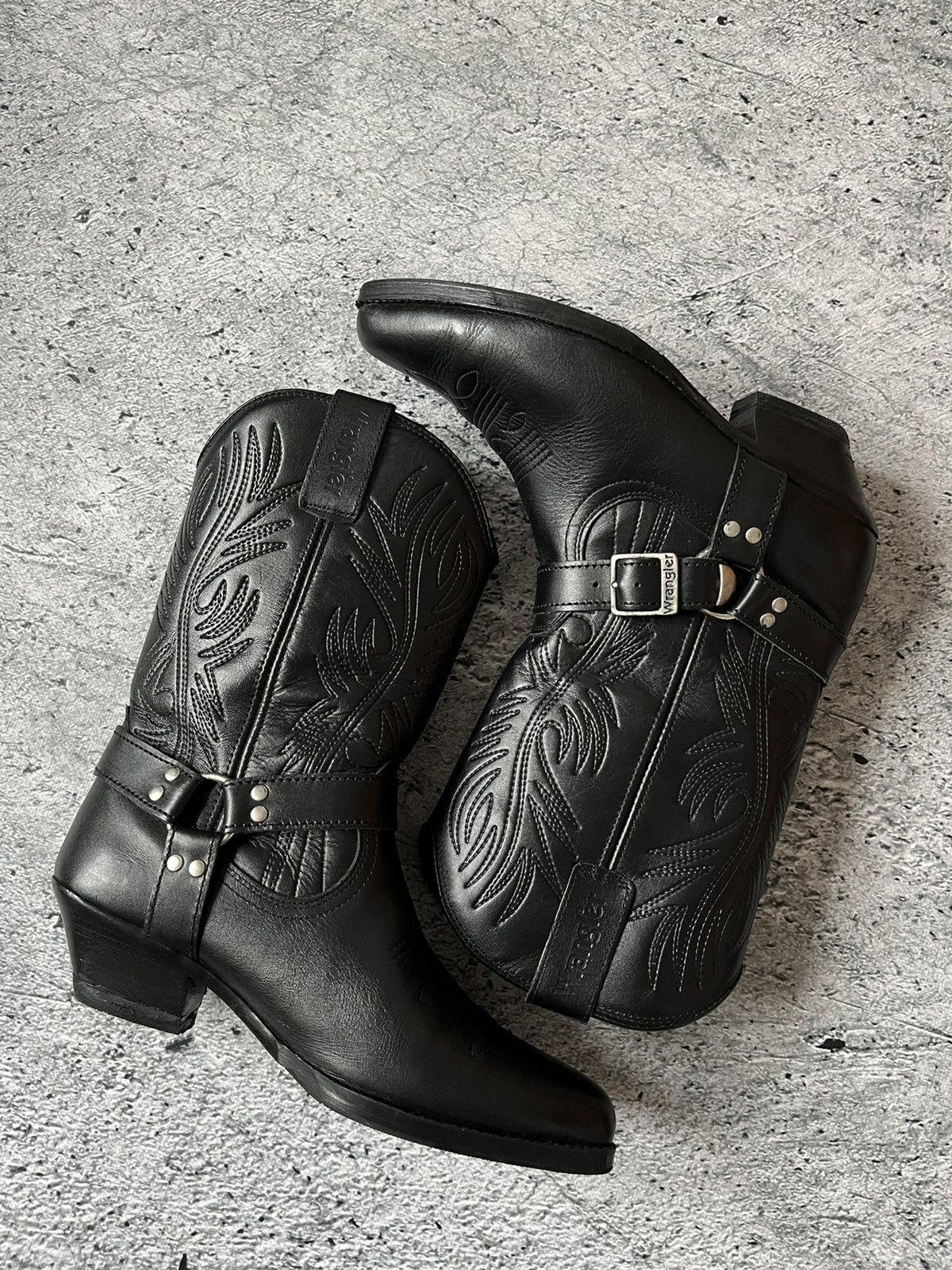 Vintage Leather Black Western Cowboy Boots Made in Spain Grailed