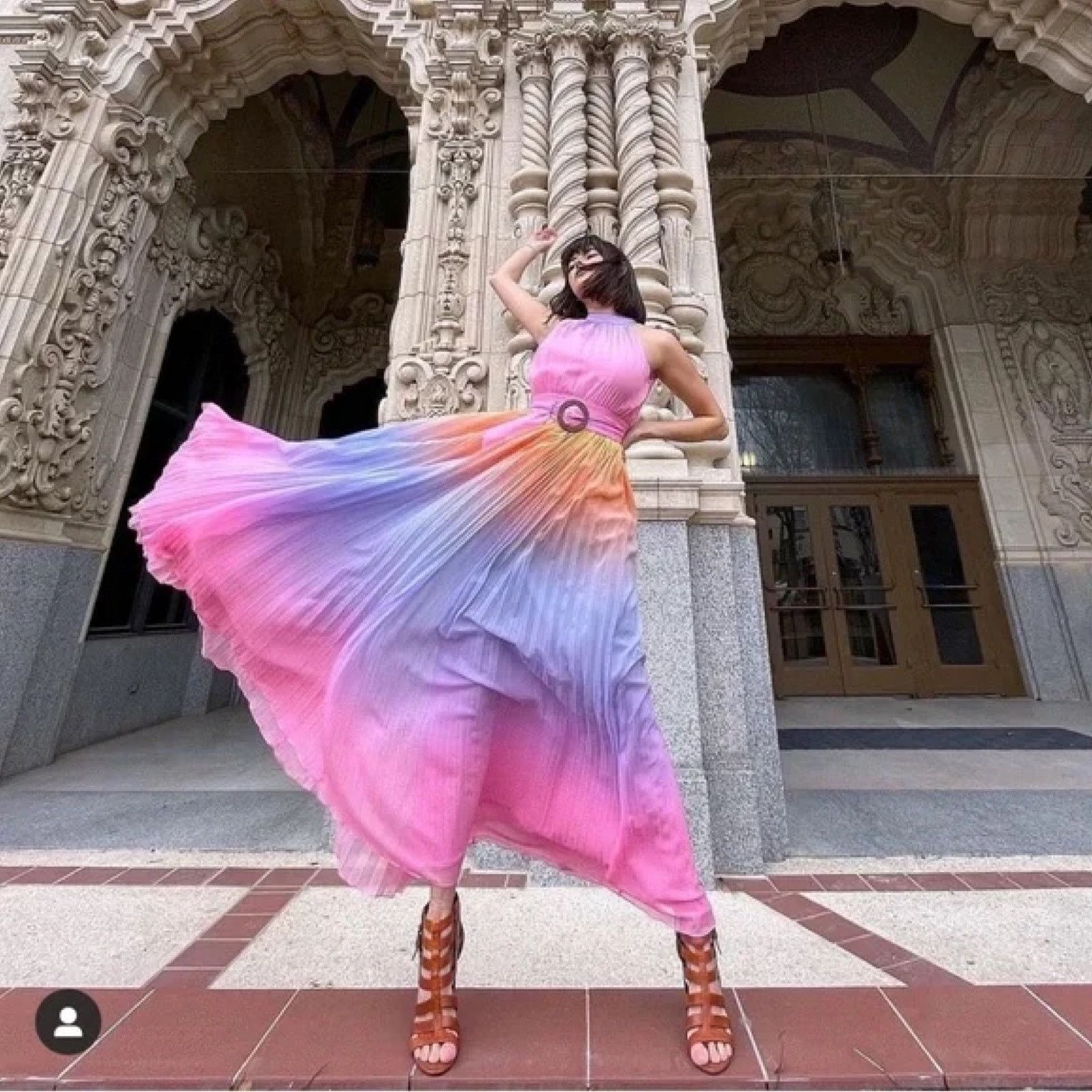 Rococo Sand NEW Rococo Sand Emi Ombre Pleated Halter Dress | Grailed