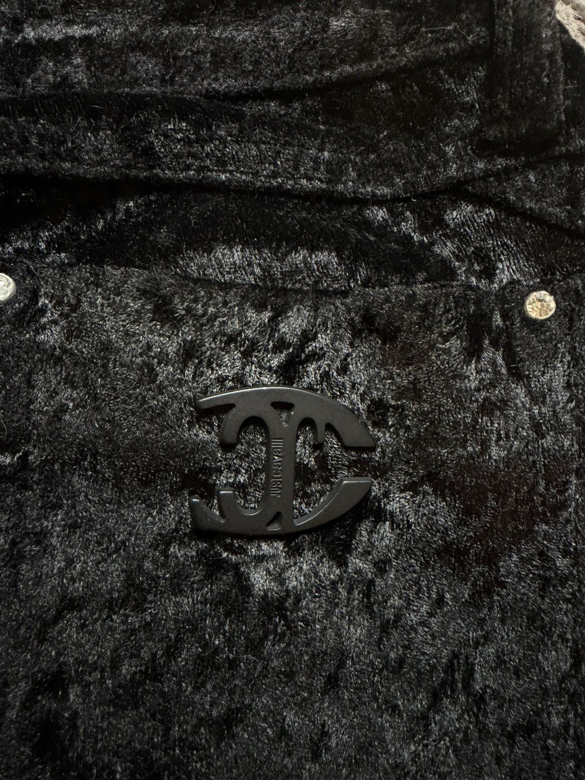 Just Cavalli Vintage y2k Just Cavalli Velvet Metal Logo Luxury Black pant Size 24" / US 00 / IT 34 - 7 Thumbnail