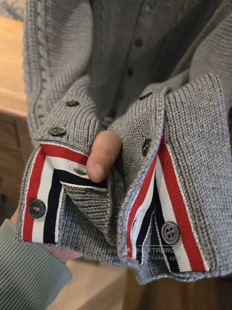 Thom Browne Thom Browne Gray knit cardigan Size US XL / EU 56 / 4 - 2 Thumbnail